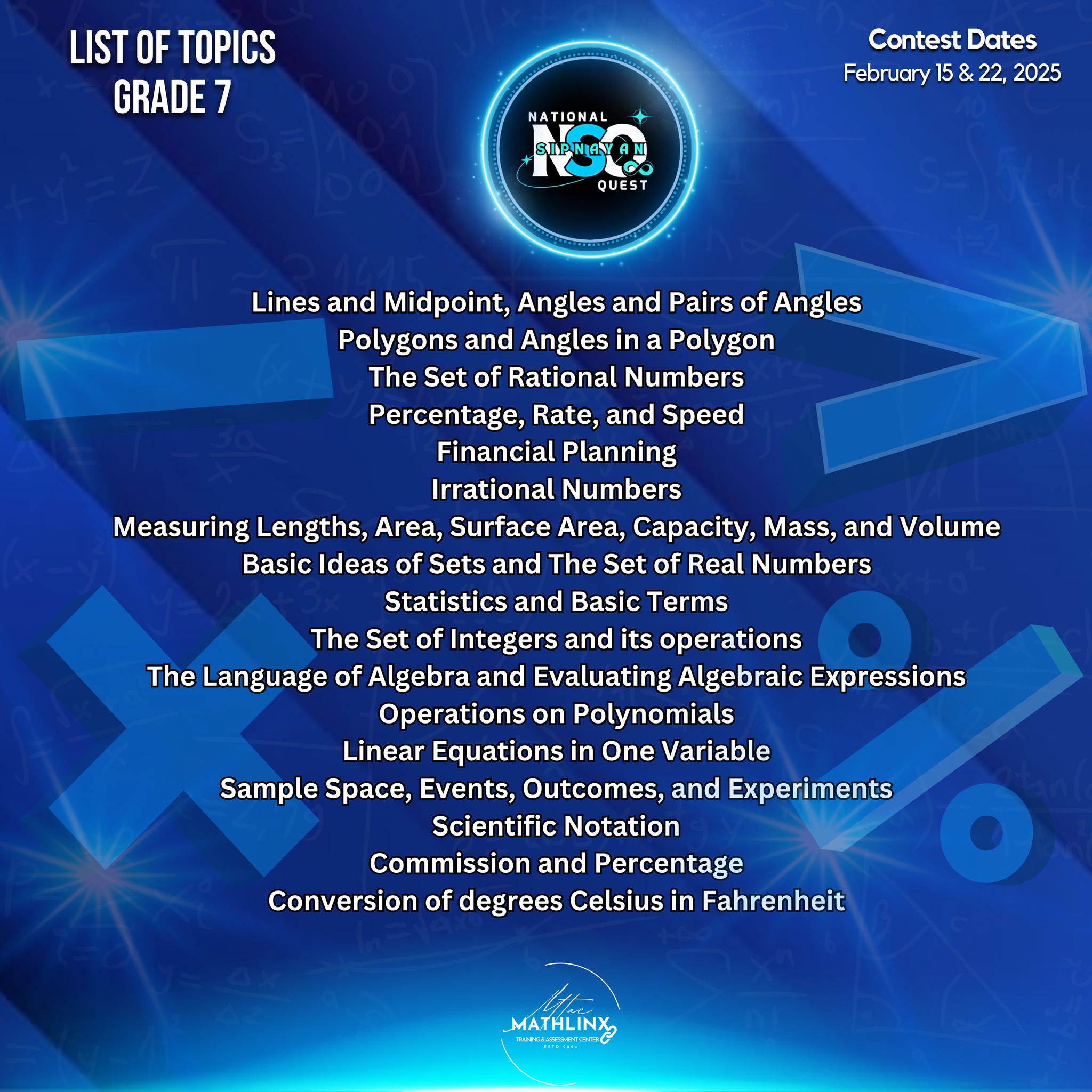 🚨 NSQ 2025 is... - Mathlinx Training and Assessment Center | Facebook