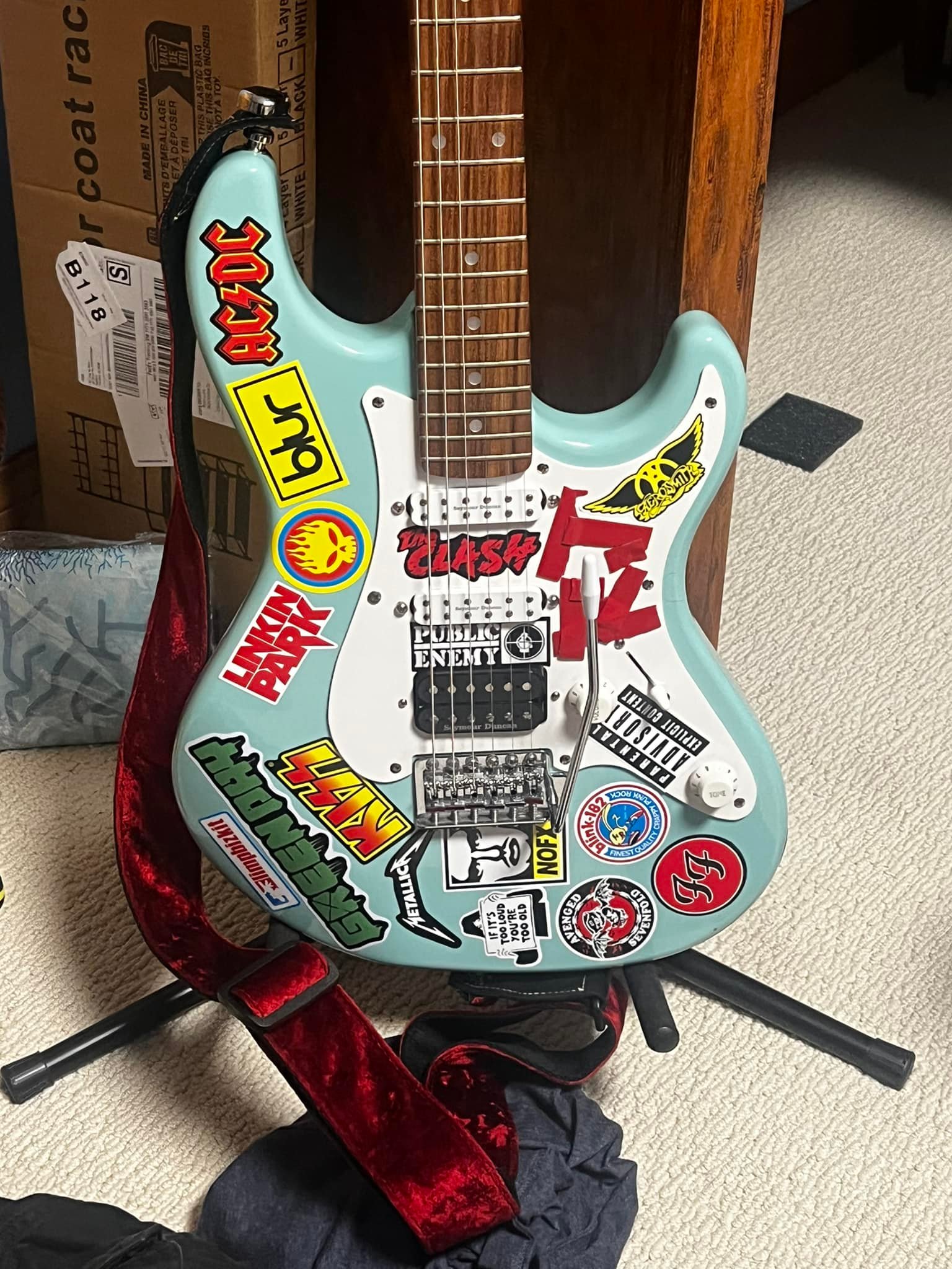 Unique modified Japanese guitar with Fernandes SB3000 booster