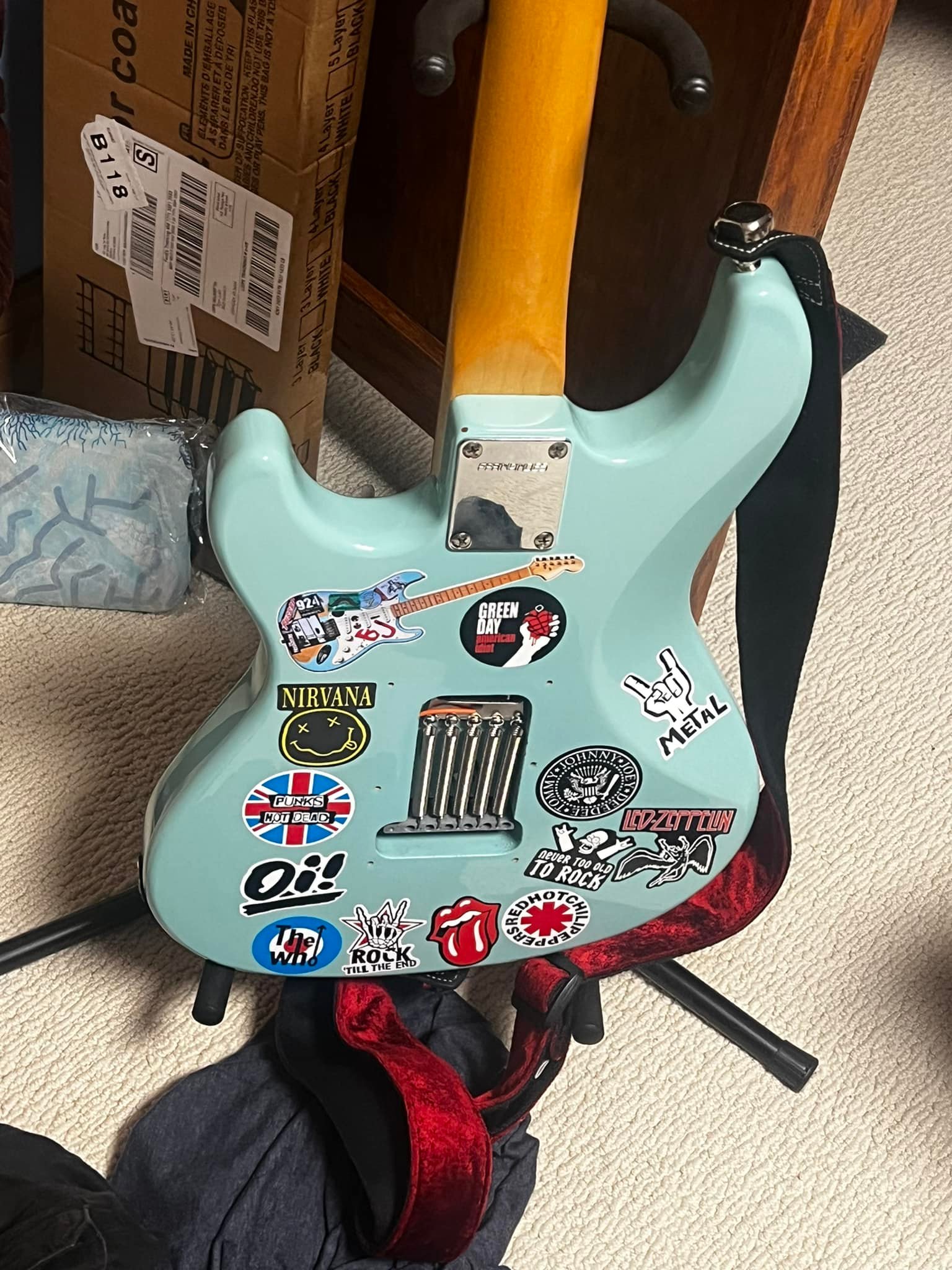 Unique modified Japanese guitar with Fernandes SB3000 booster