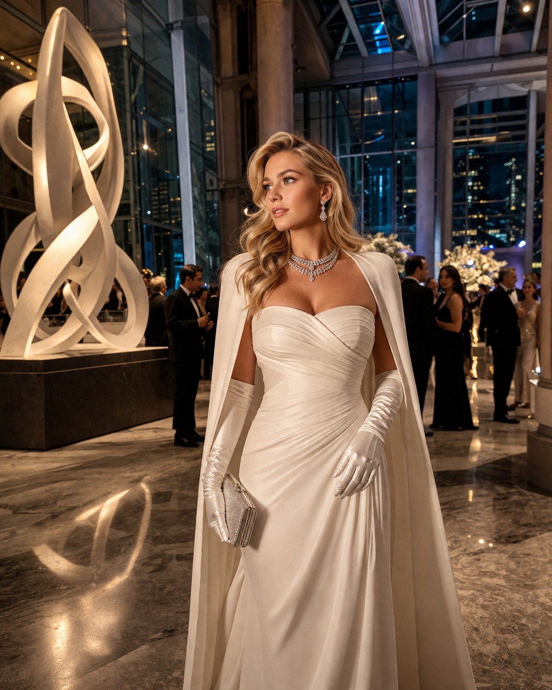 ivory black tie dress Elegant blonde woman in custom gown at black-tie gala fabric-PolyesterSpandex