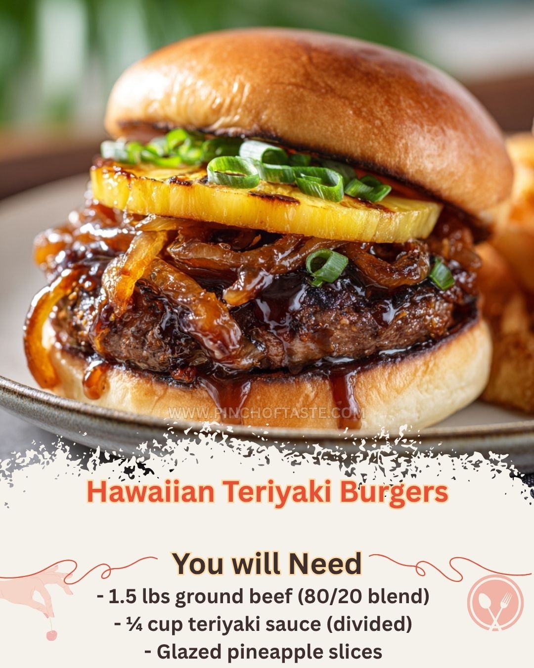 Hawaiian Teriyaki Burgers. Moist, juicy chicken or turkey burgers