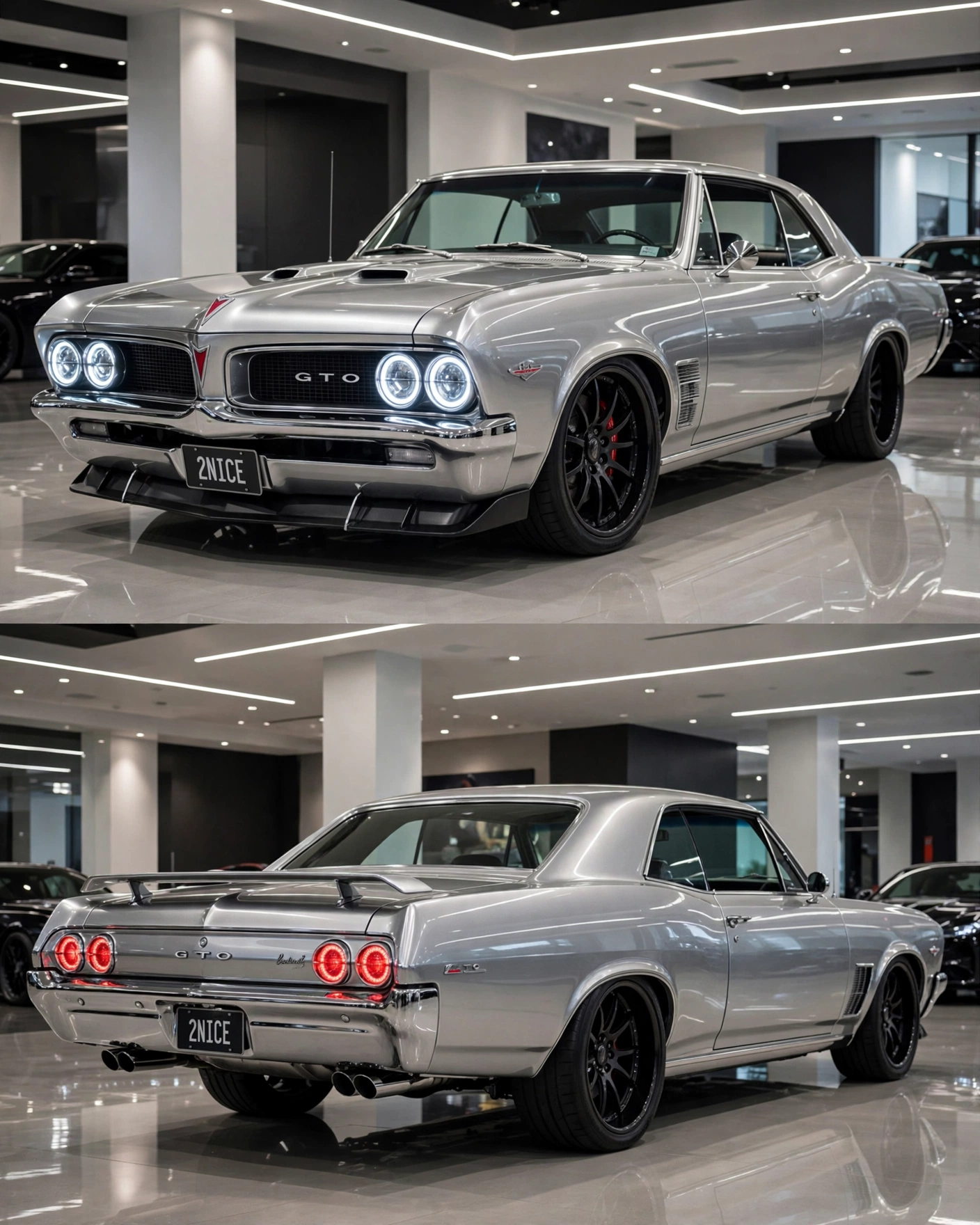 Custom Pontiac GTO chrome widebody restomod features