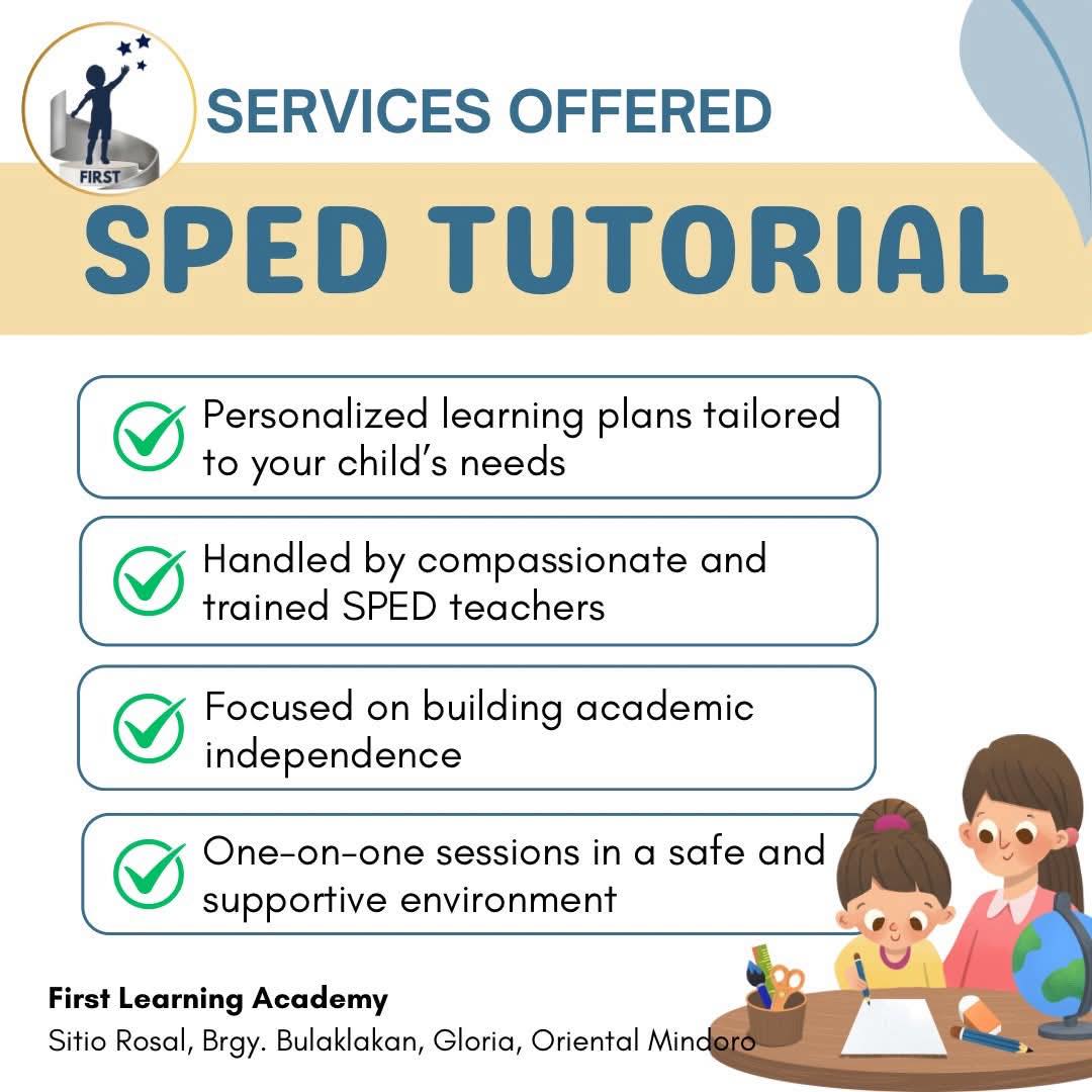 FIRST Gloria - 📚 SERVICES OFFERED: SPED TUTORIAL 📚... | Facebook