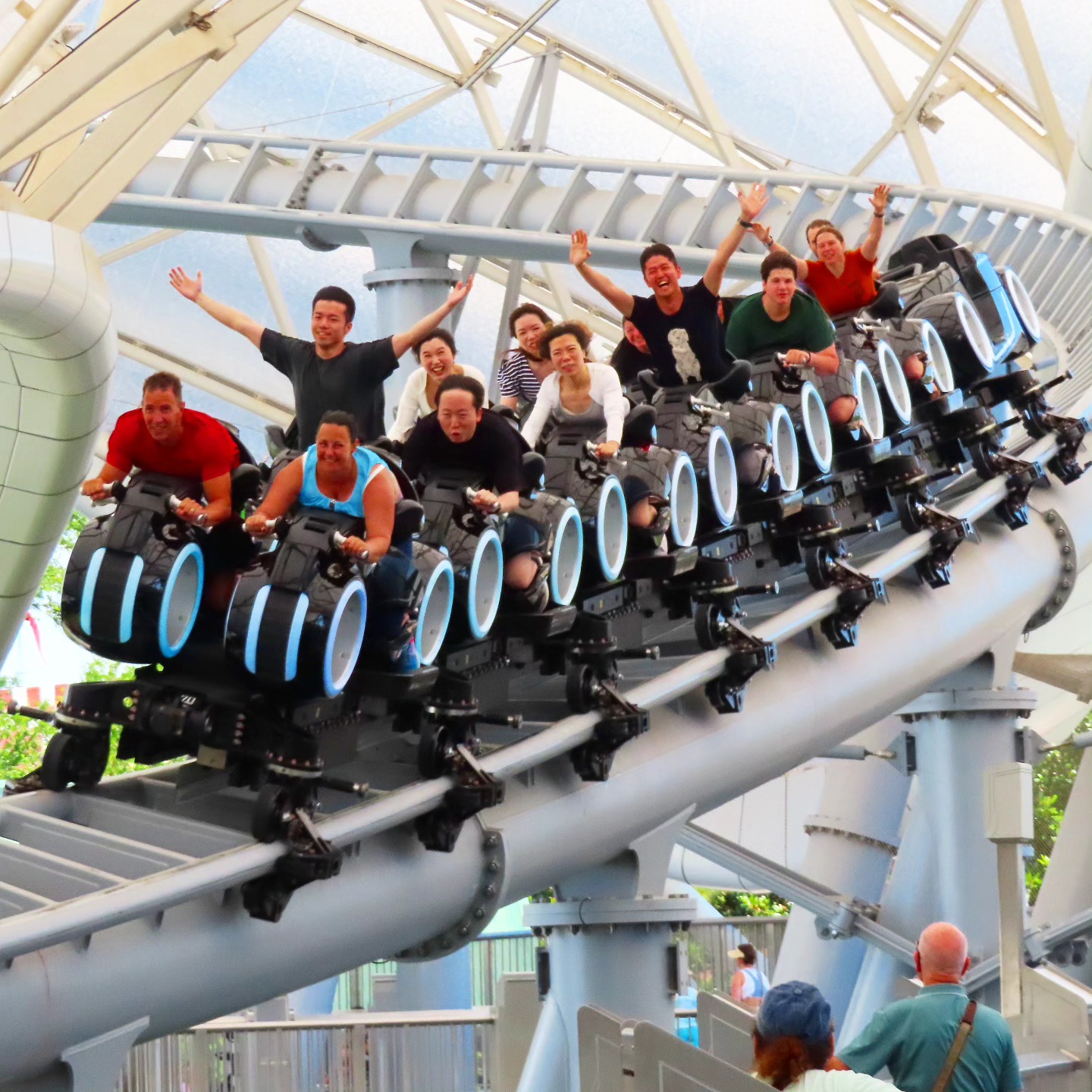 Airtime - These TRON riders are about to head into the indoor section ...