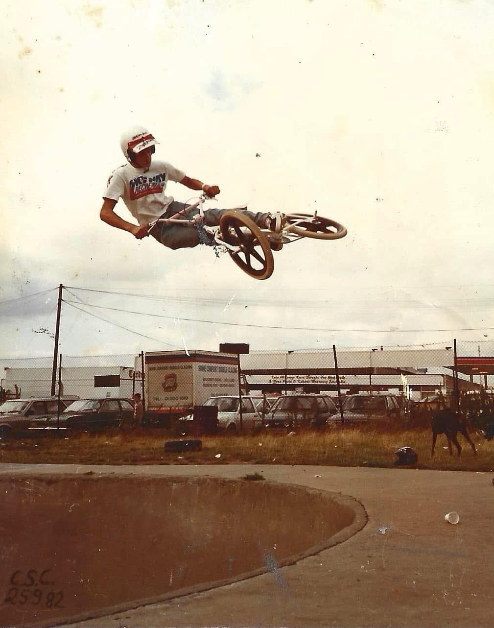 Riding a CW Phase One at 1984 Nottingham BMX Nationals