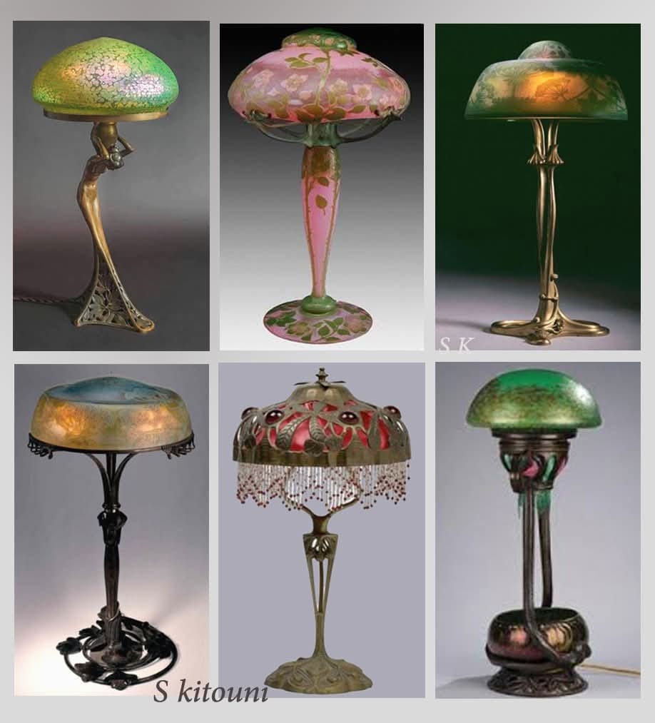 Art Nouveau lamps from Gustav Gurschner, Daum, and Majorelle