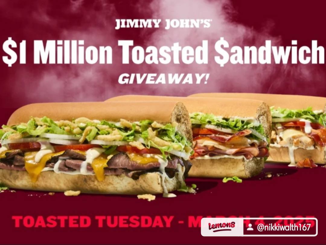 Jimmy John's $1 Million Toasted Sandwich Giveaway on March 4th