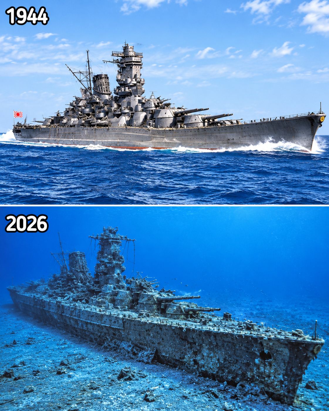 Pictures from the wreck of USS Lexington CV-2 which was sunk after