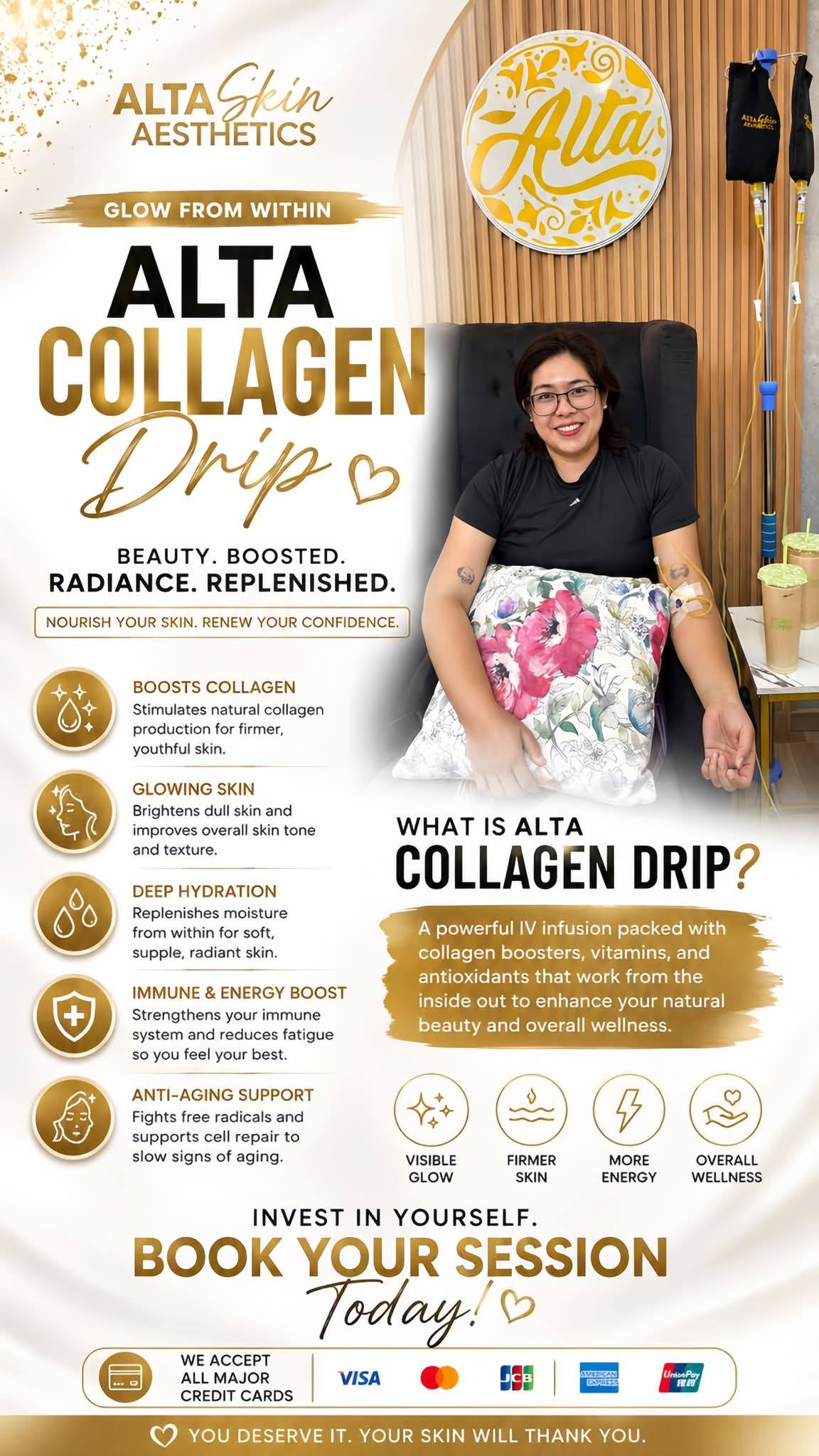 Glow brighter, deeper, and better. ✨​ ​ The ICON Snow Glow Drip has a blend of Vitamin C and Glutathione that can help radiate from within.​ ​ Call or message our Derma