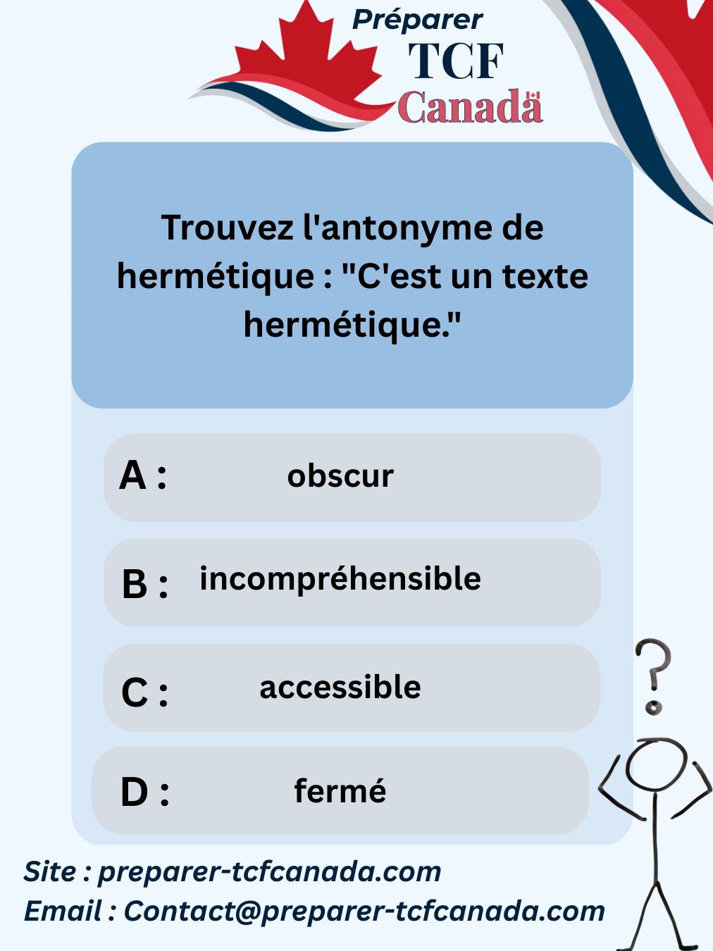 Quiz du jour TCF Canada ! Testez... - Préparer Tcf Canada | Facebook