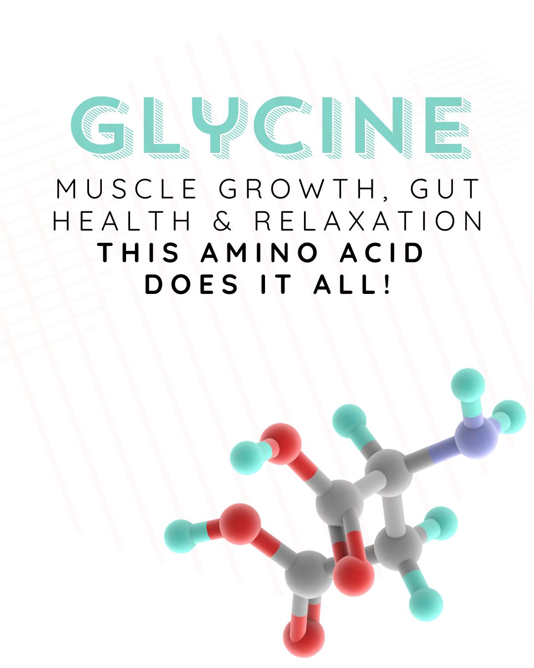 Glycine is one of the simplest yet most versatile amino acids, supporting glutathione synthesis and antioxidant defense. It also plays a vital role in muscle repair and recovery, especially after intense exercise