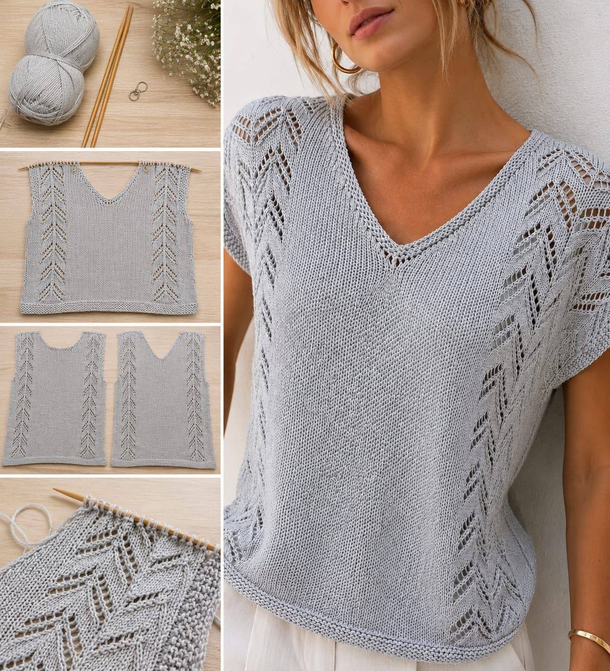 Lace Summer Top Knitting Pattern Sizes: US 8 (US 10-12) US 14 How