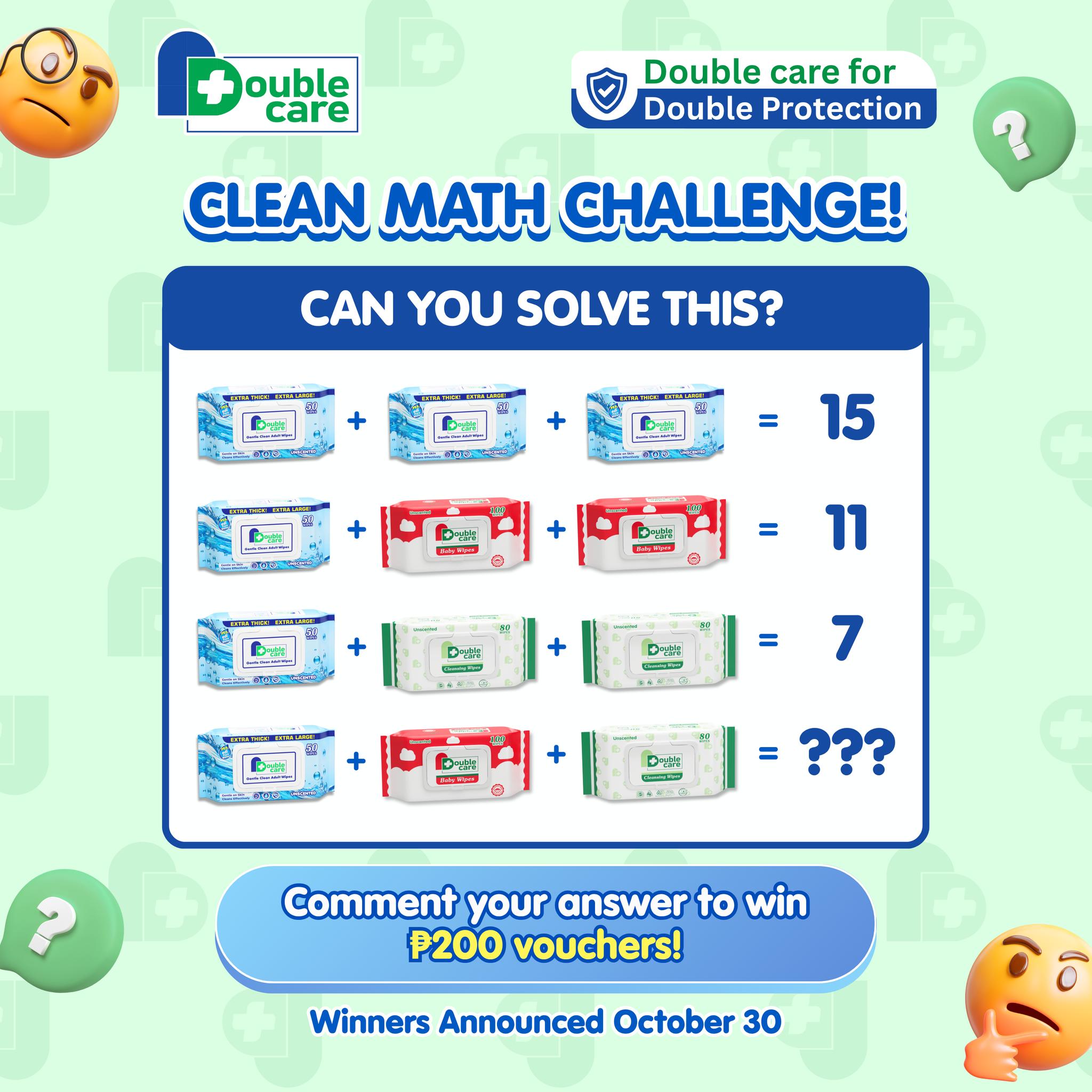 🧮 Clean Math Challenge! 💙 Think... - Double Care Philippines | Facebook
