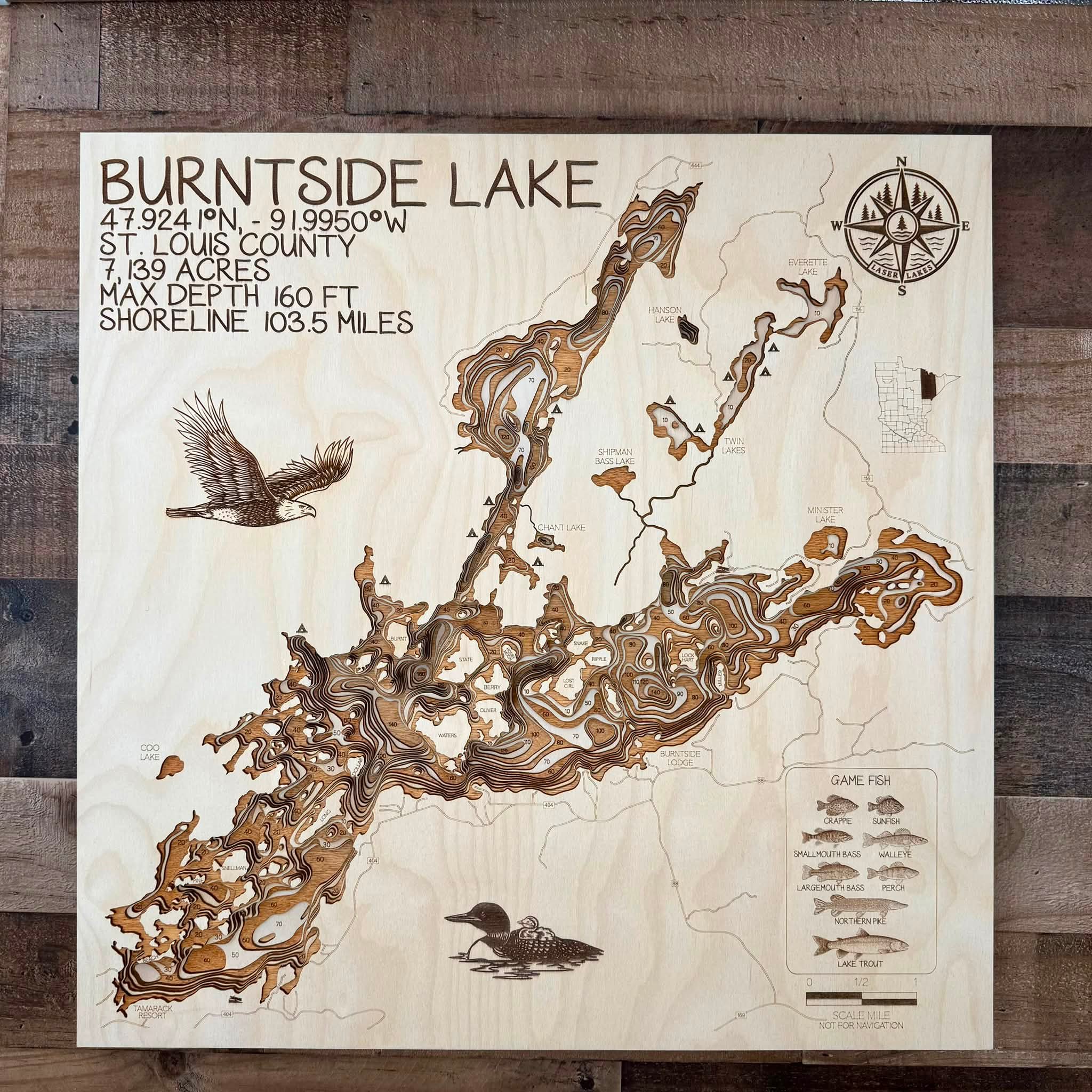 Custom frame maker for Burntside Lake map in Twin Cities | Minnesota