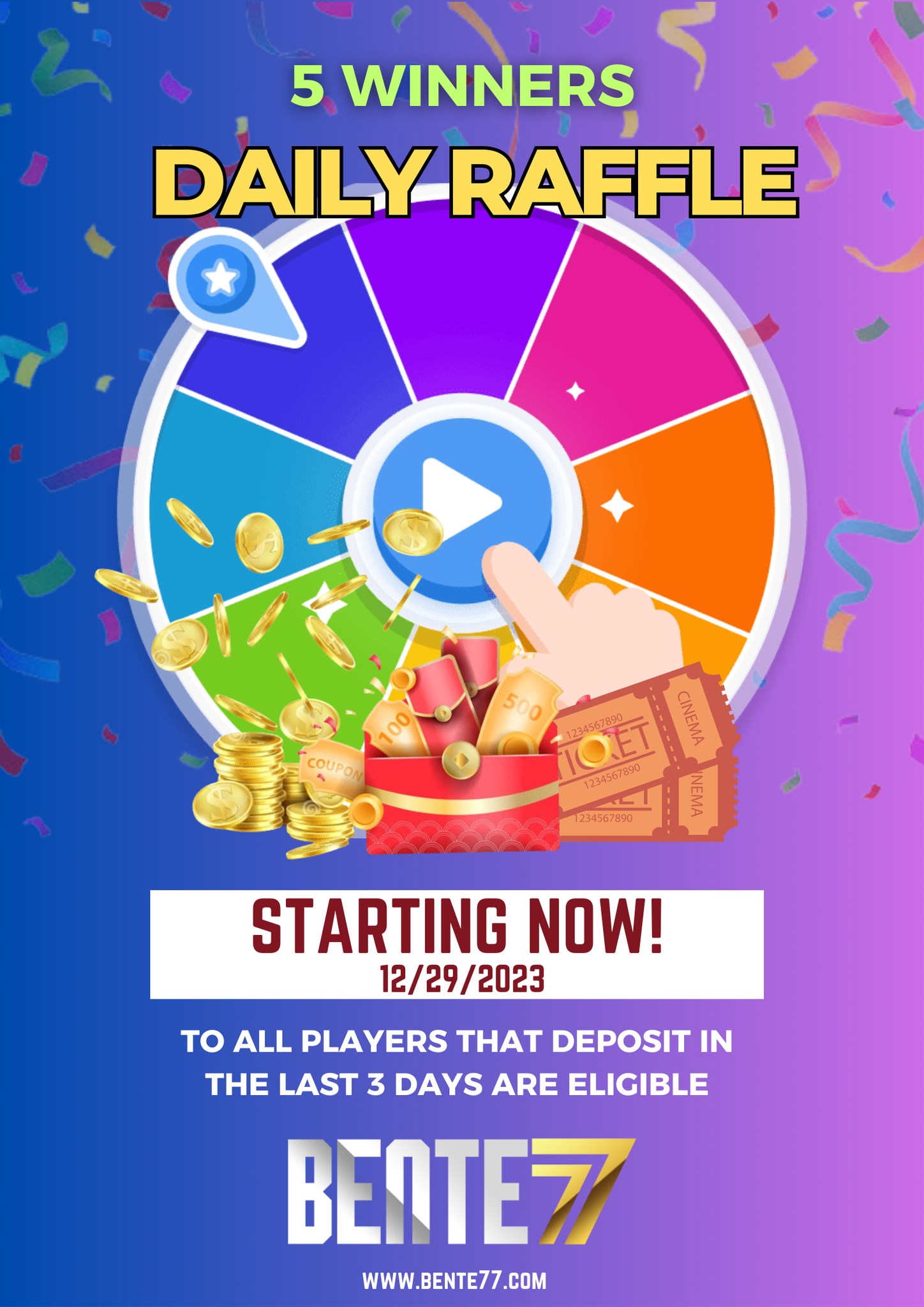 Bente77 - Our Raffle Event is open now! 🎆DAILY DEPOSITOR...
