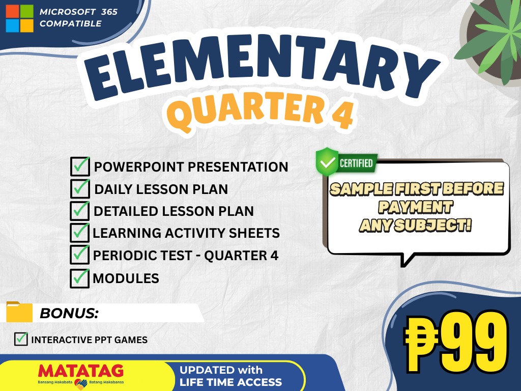 GRADE 1 TO 6 MATATAG CURRICULUM | 𝙌𝙪𝙖𝙧𝙩𝙚𝙧 4 𝙈𝘼𝙏𝘼𝙏𝘼𝙂 is now available ...