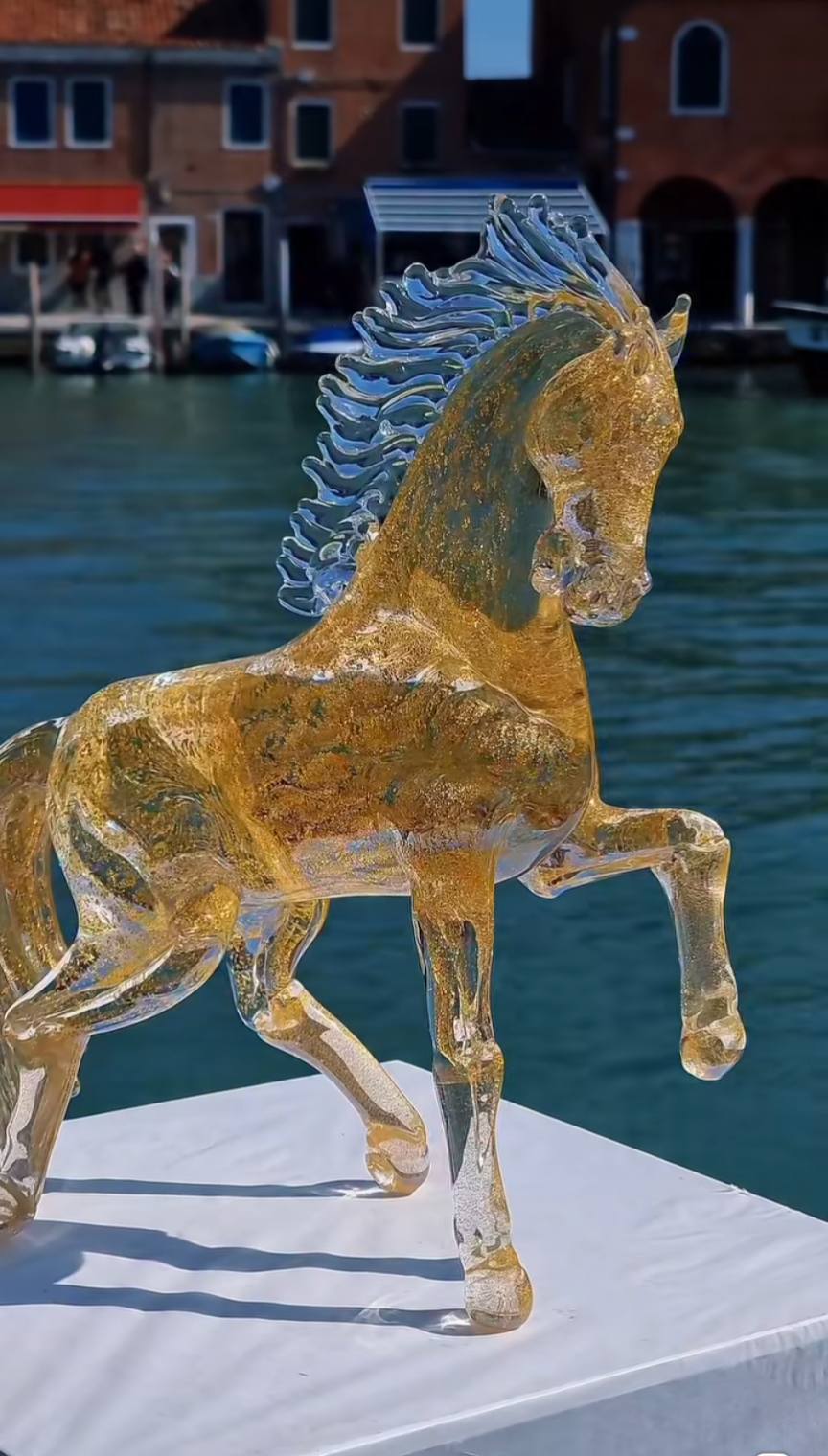 Pino Signoretto Murano glass horse sculpture