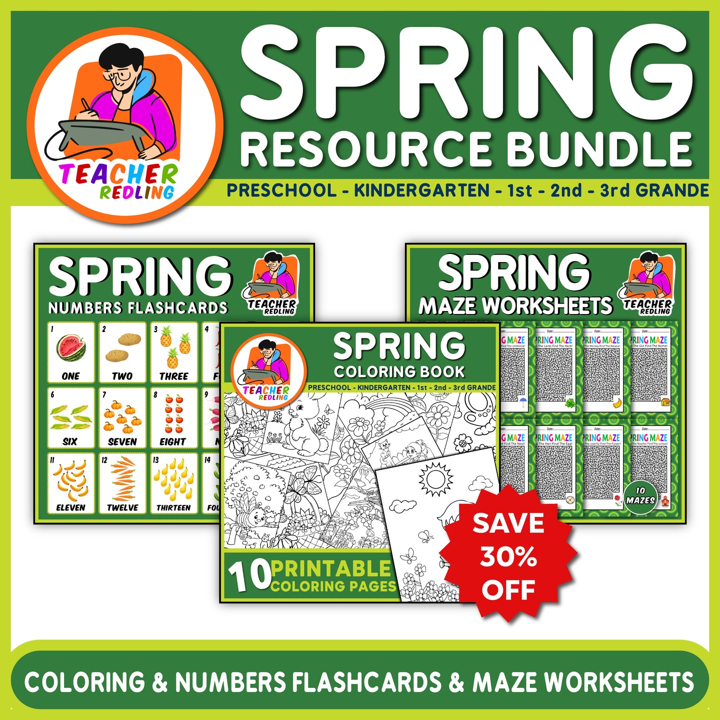 Spring Bundle! Numbers Flashcards,... - Teacher Radling TPT