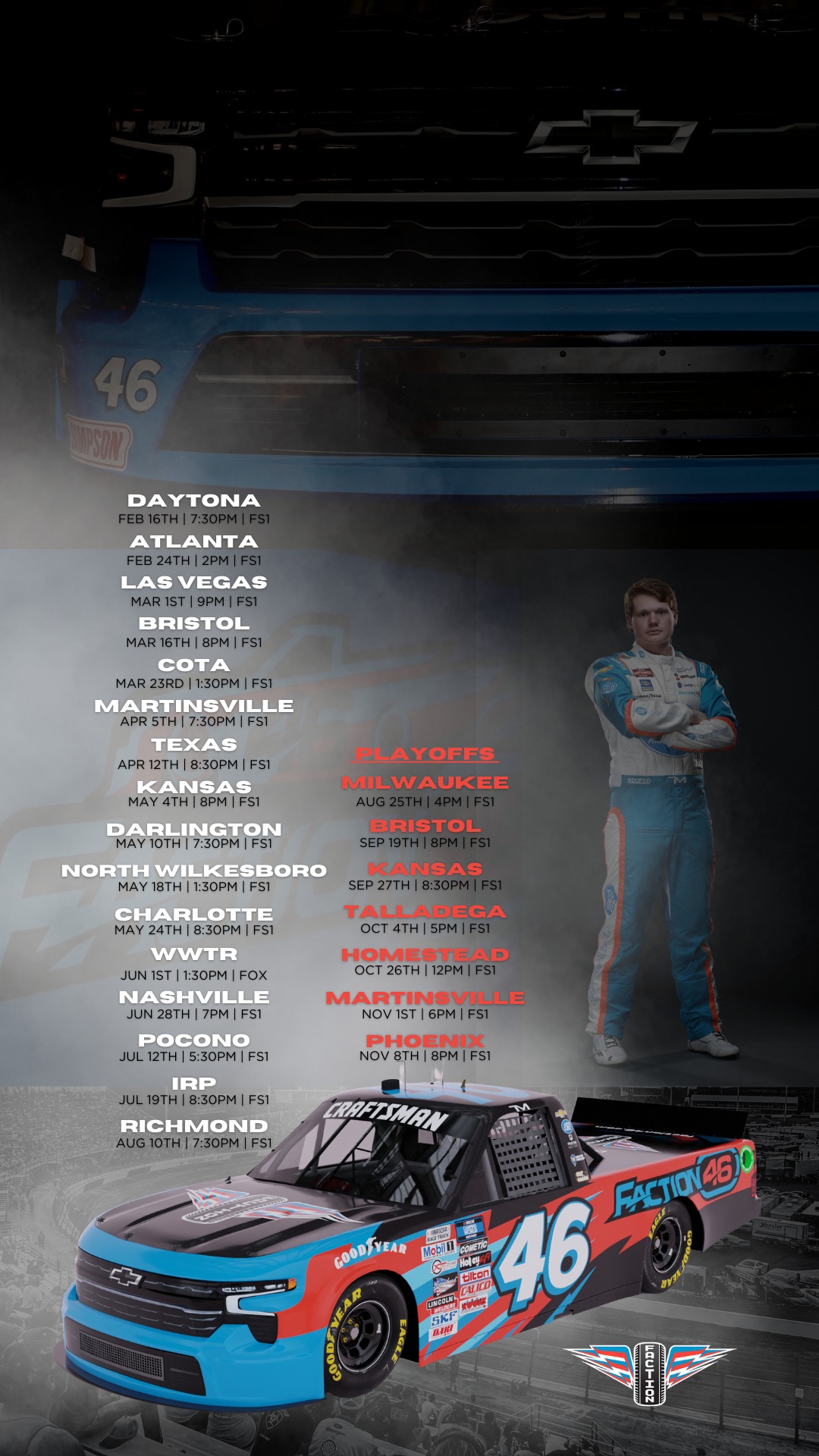 Faction 46 - Never miss the #46 on track this year! Enjoy...