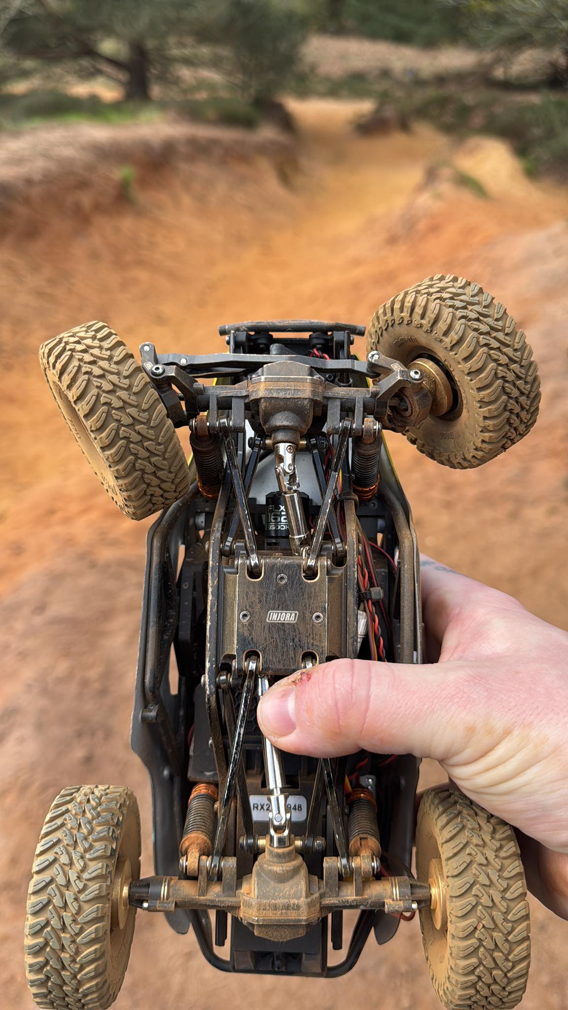 INJORA Adaptateur Volant RC Une Main – Métal CNC Rouge – Pour TQI TRX4 TRX6 Slash Summit – Commande Facile
