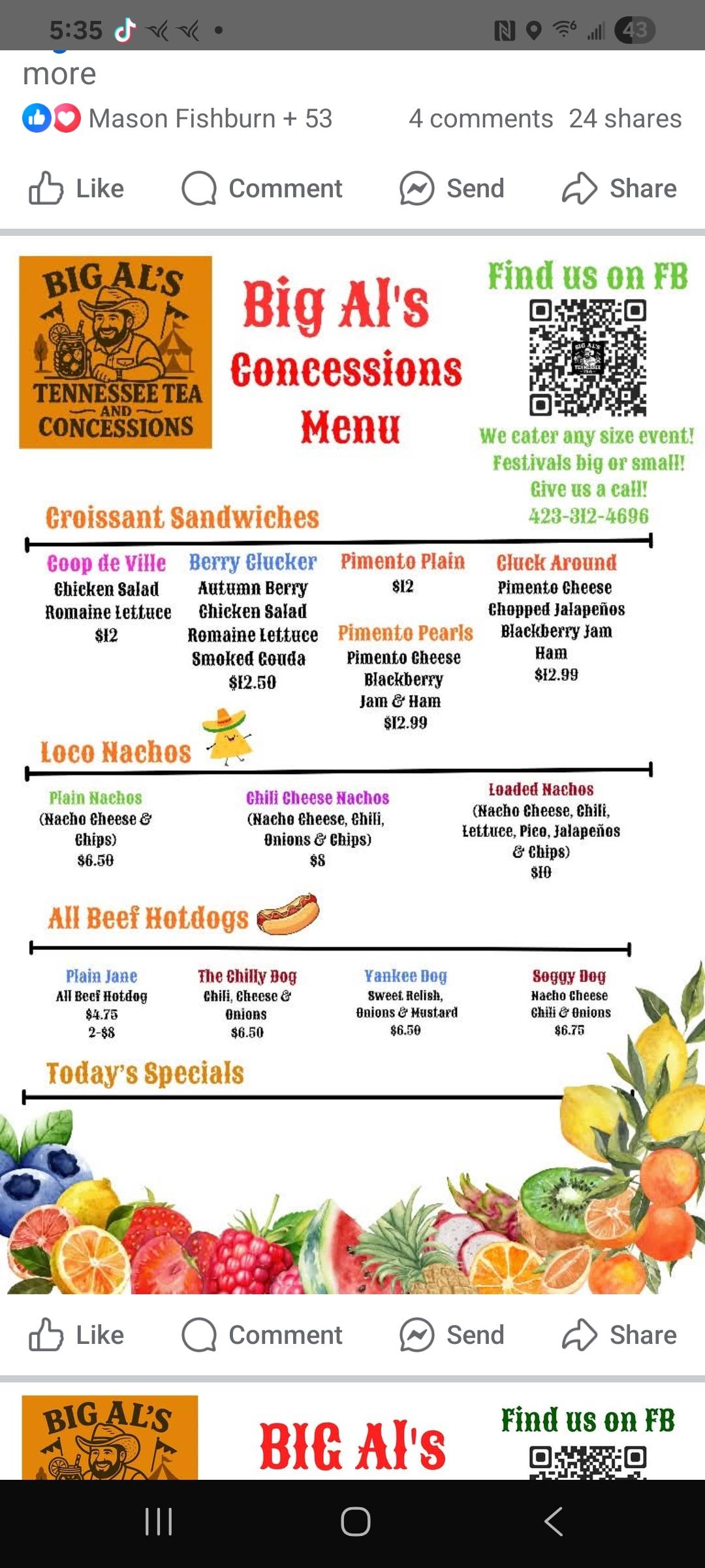 Big Al’s Tennessee... - Big Al’s Tennessee Tea & Concessions