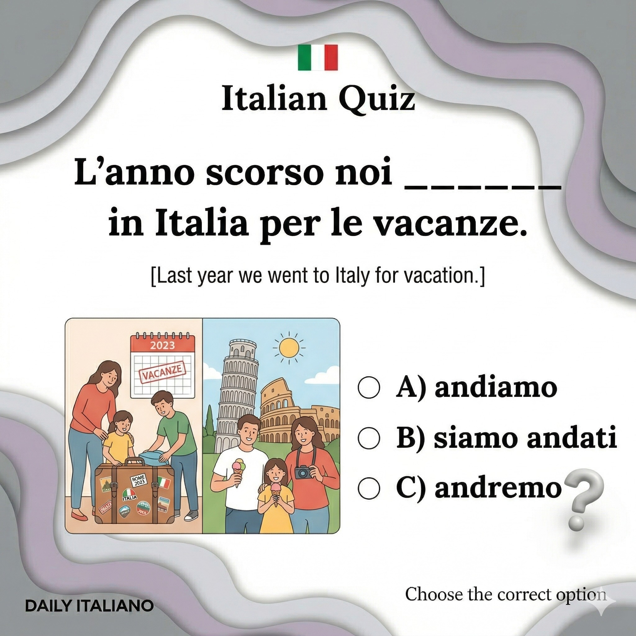 Beginner Word of the Day: Vacanza (vacation / holiday) More info + 