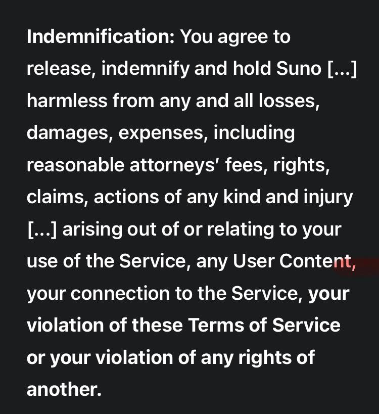 What are your thoughts about this new clause in Suno’s TOS. | Facebook