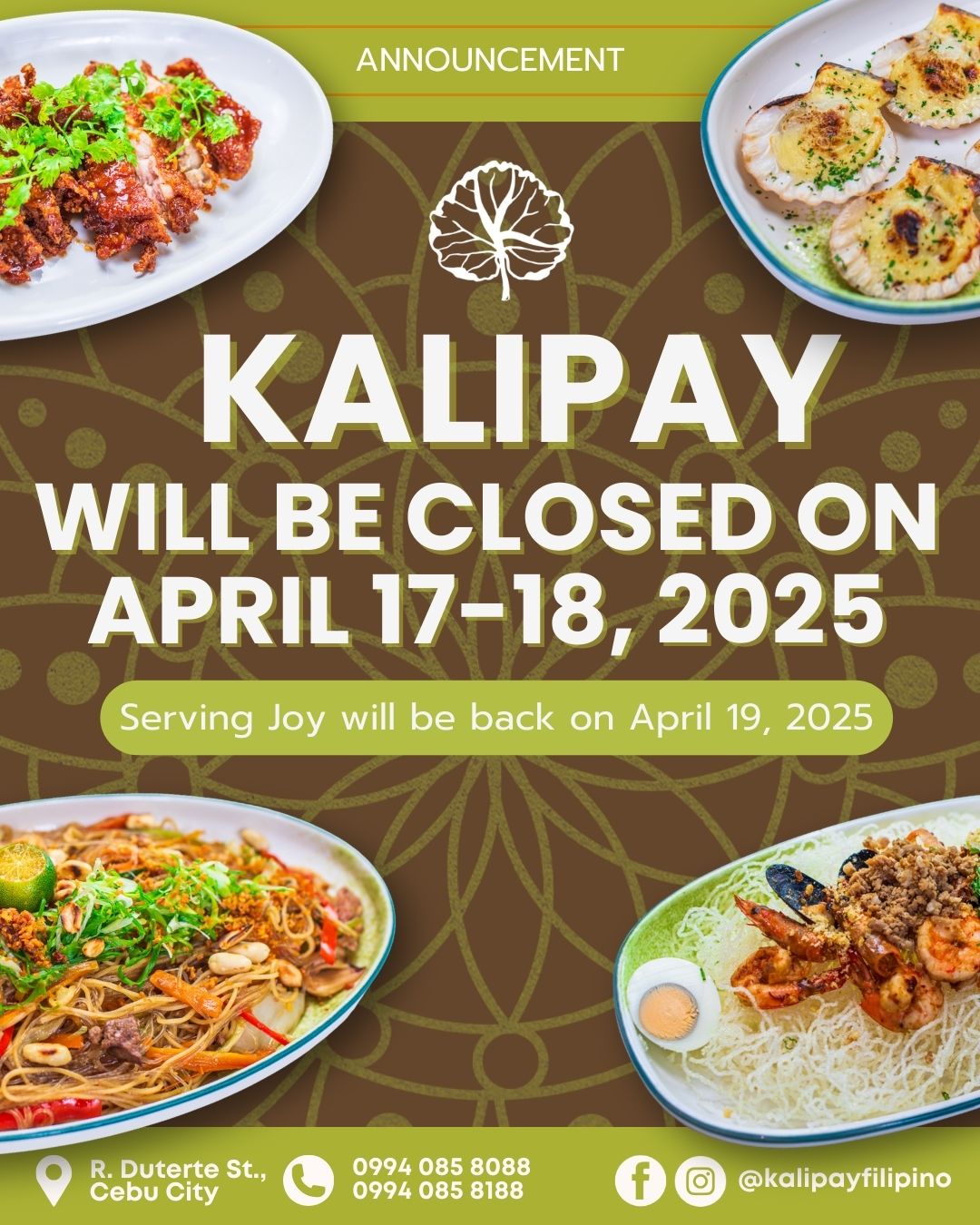 Kalipay - In observance of the Holy Week, we’ll be taking a pause on ...