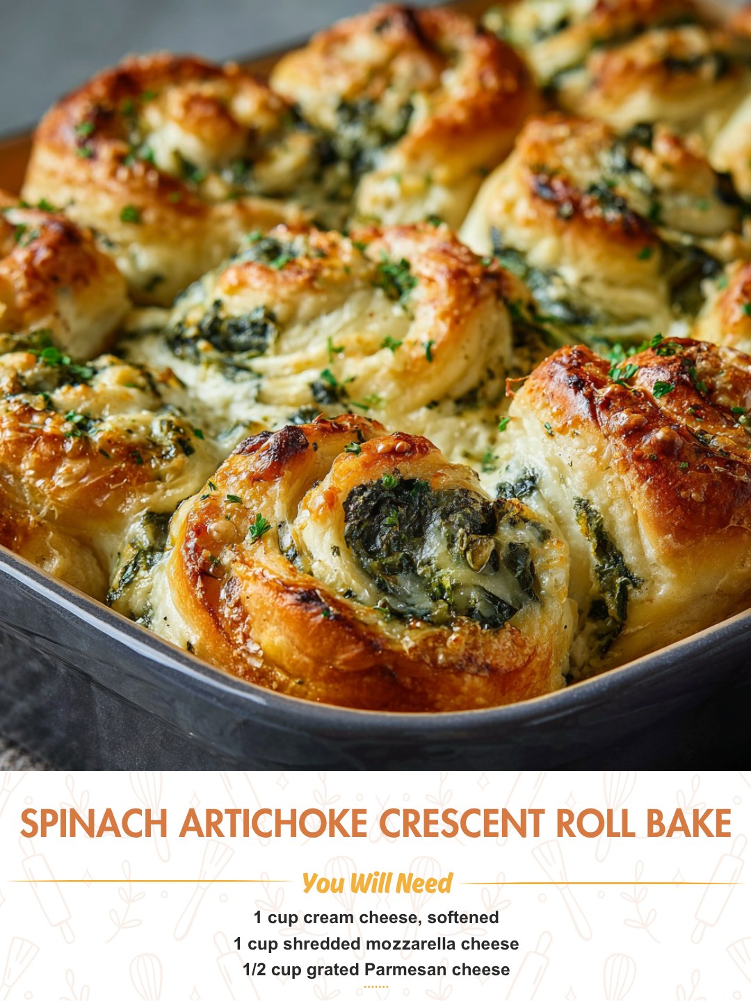 Spinach Artichoke Crescent Roll Bake Ingredients: 1 cup cream