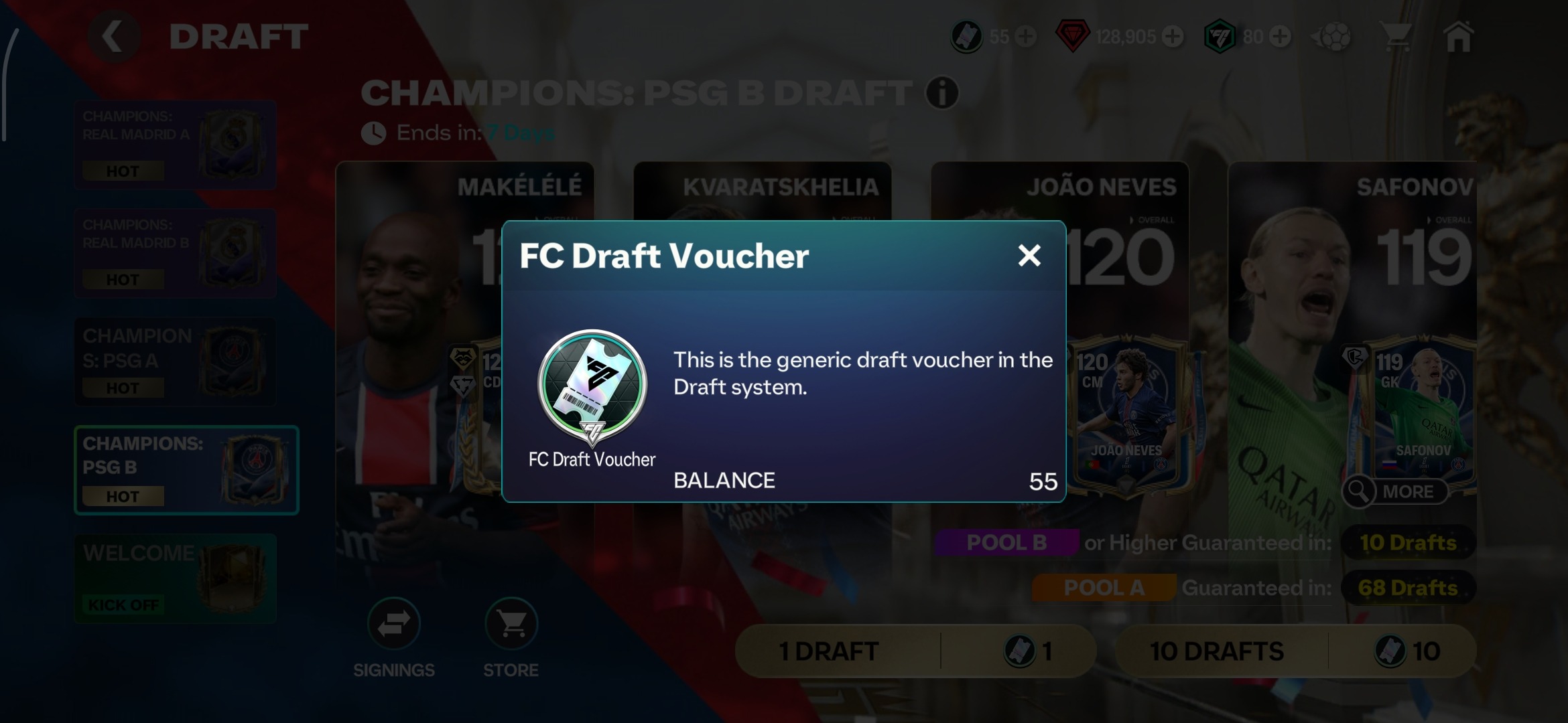 専用 1 Do FC Mobile draft vouchers carry over to the next event or reset