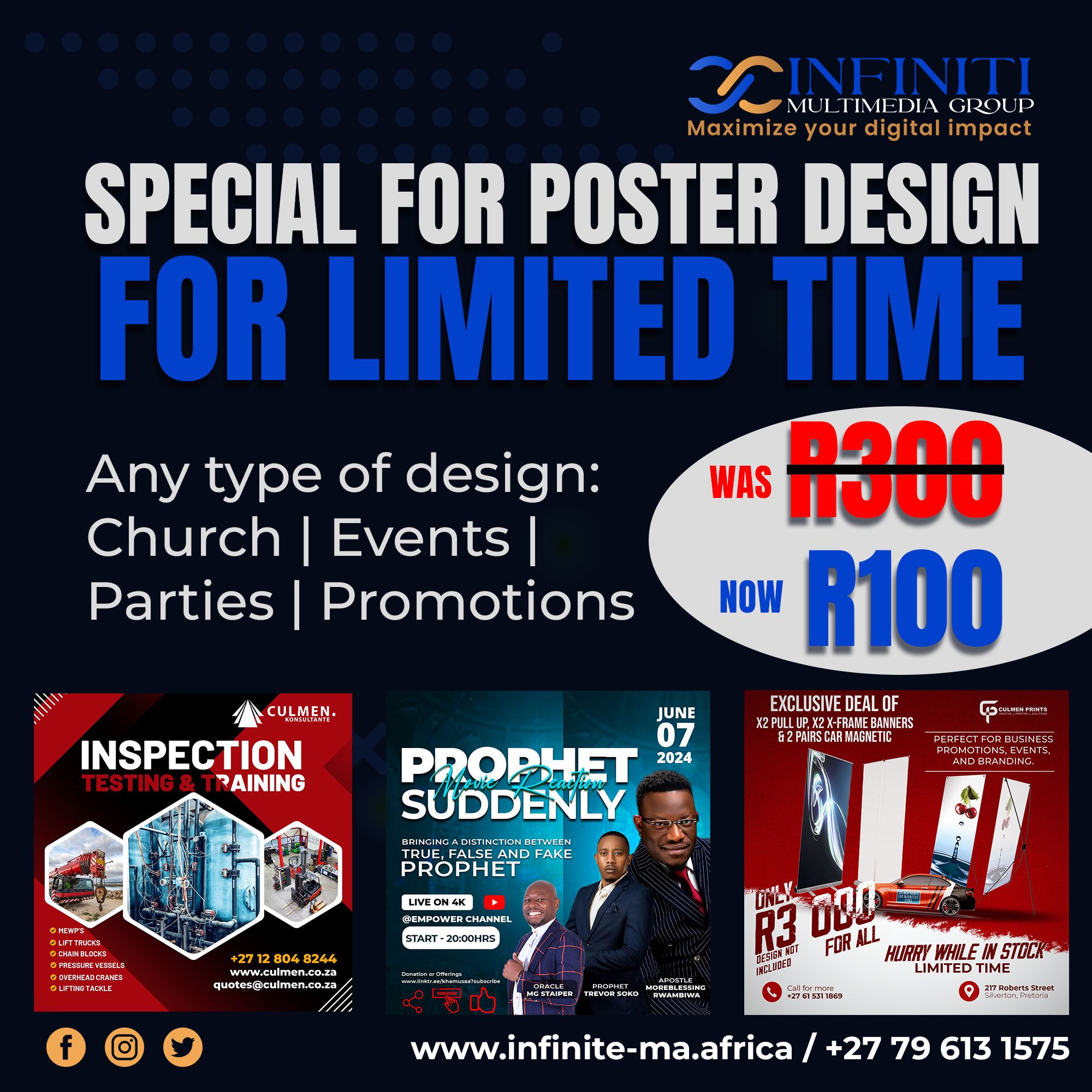 Infiniti - 🔥 LIMITED TIME OFFER – POSTER DESIGNS FOR ONLY R100! 🔥 Do ...