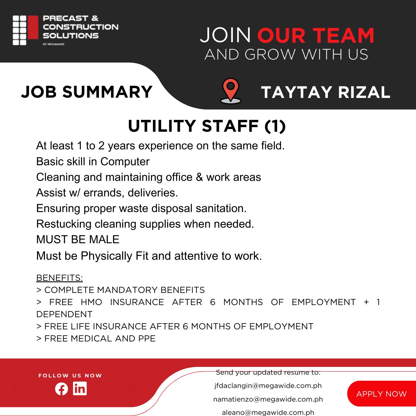 WAREHOUSE & UTILITY JOB HIRING 2024! | URGENT Hiring!!! | Facebook