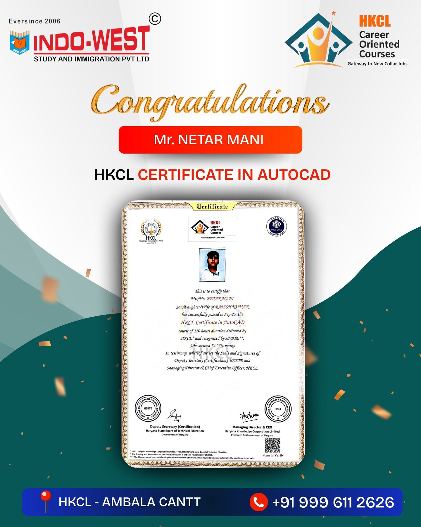 HKCL - 🎉 Congratulations to Mr. Netar Mani! 🎉 Proudly certified with ...