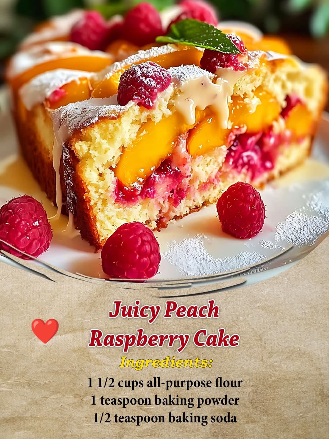 Homemade Quick And Easy Recipes 😋🍟 | Juicy Peach Raspberry Cake | Facebook