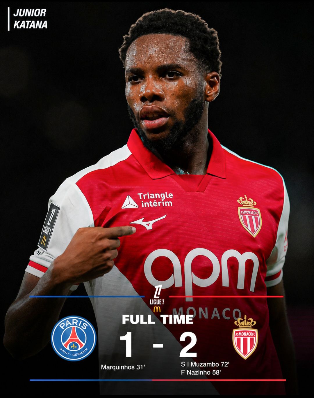 その他 Folsom PSG-202 Monaco defeats PSG 2-1 in Paris with goals from Nazinho and Stanis