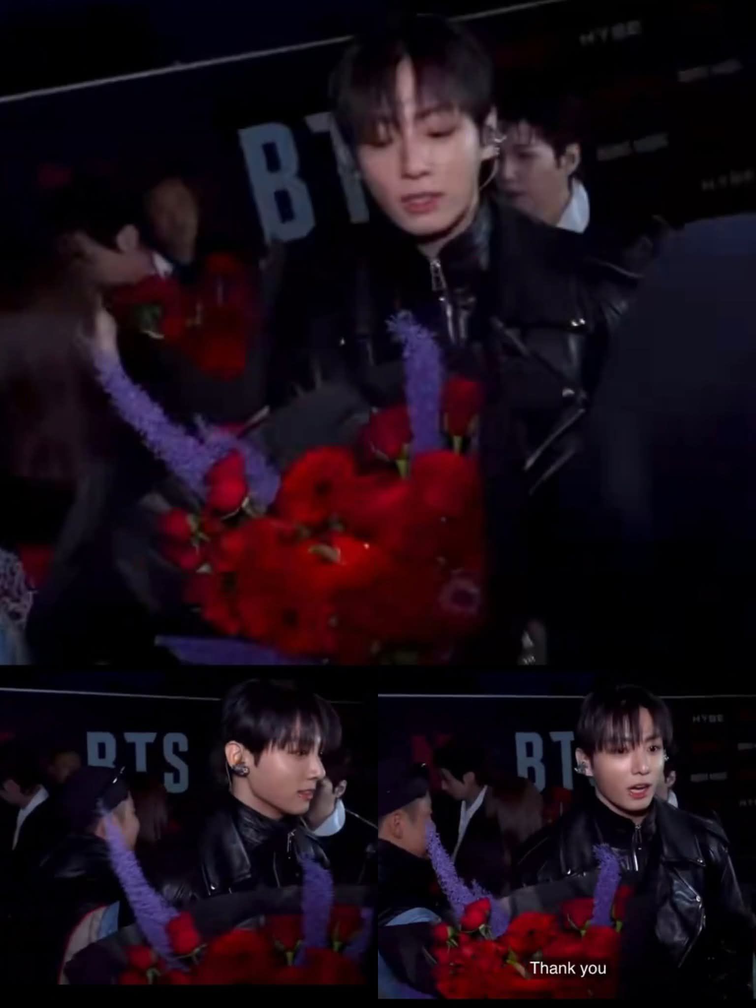 Jungkook with red flowers