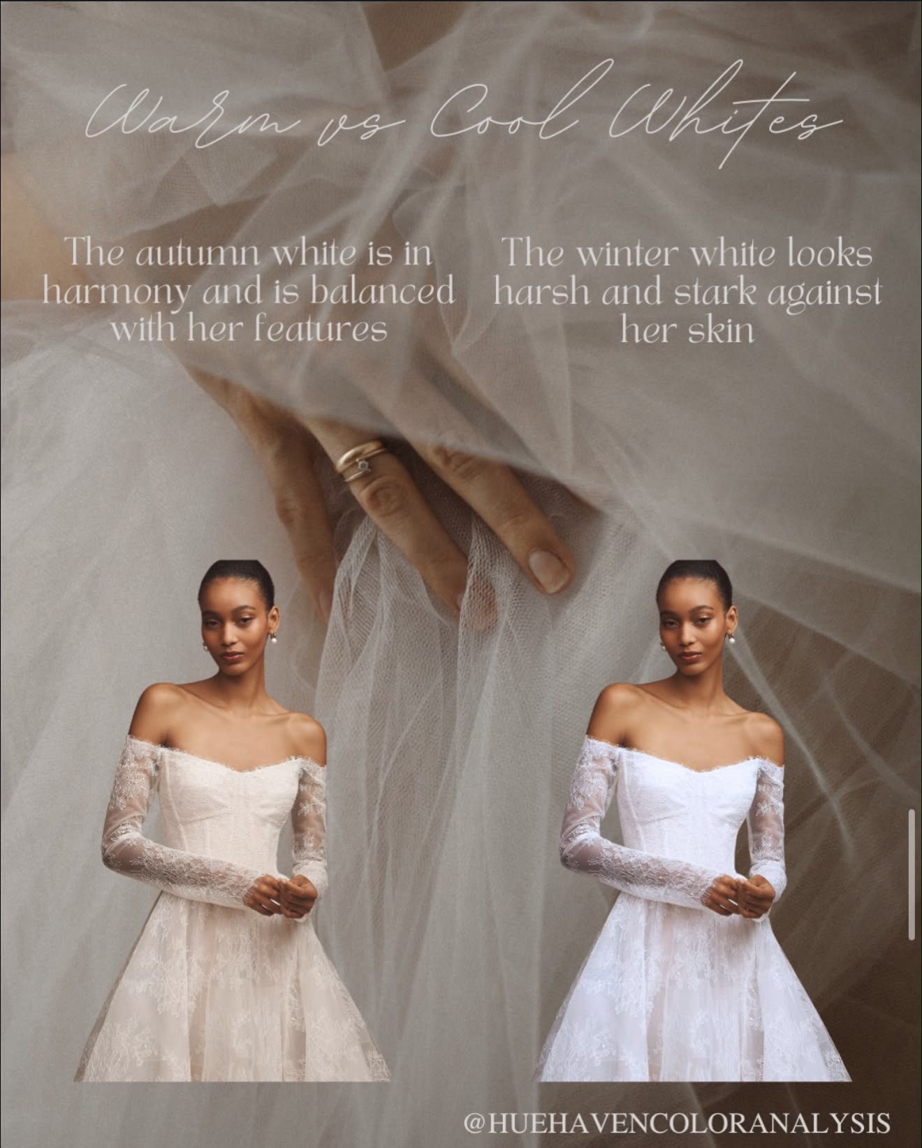 White vs Ivory Wedding Dresses: What's the Difference WHITE: -Popular choice for wedding dresses in the past -Isn't the most flattering tone for a variety of skin colors -Not as widely offered