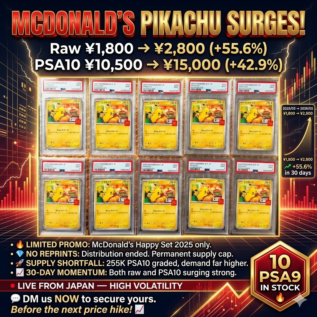 Pristine set of six 2002 Japanese Pokemon McDonald's promo cards