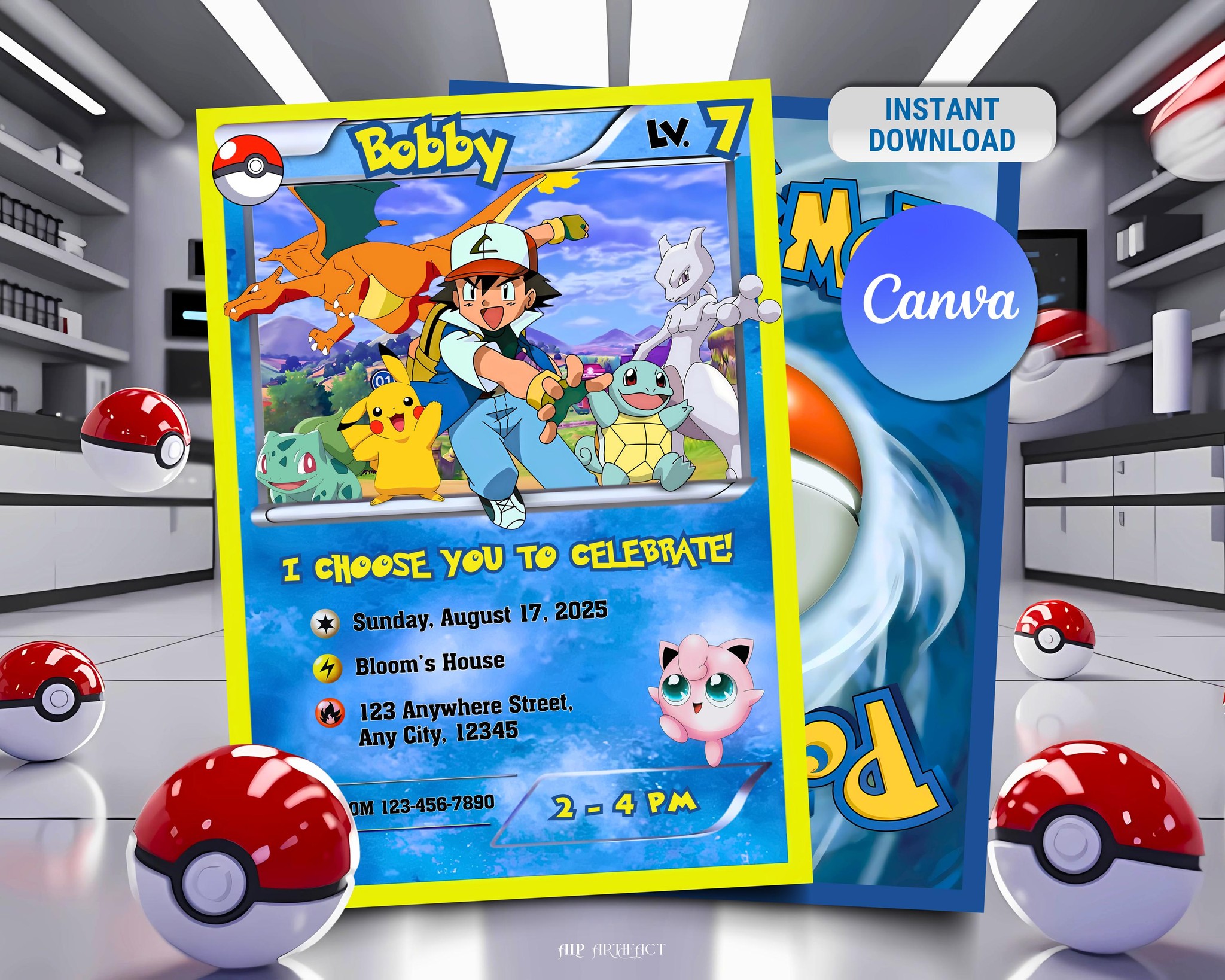 editable pokemon card Poke Mother's Day Card, Custom Gift for Mom, – CreativeRino 8 FREE Pokemon Cards Invitation