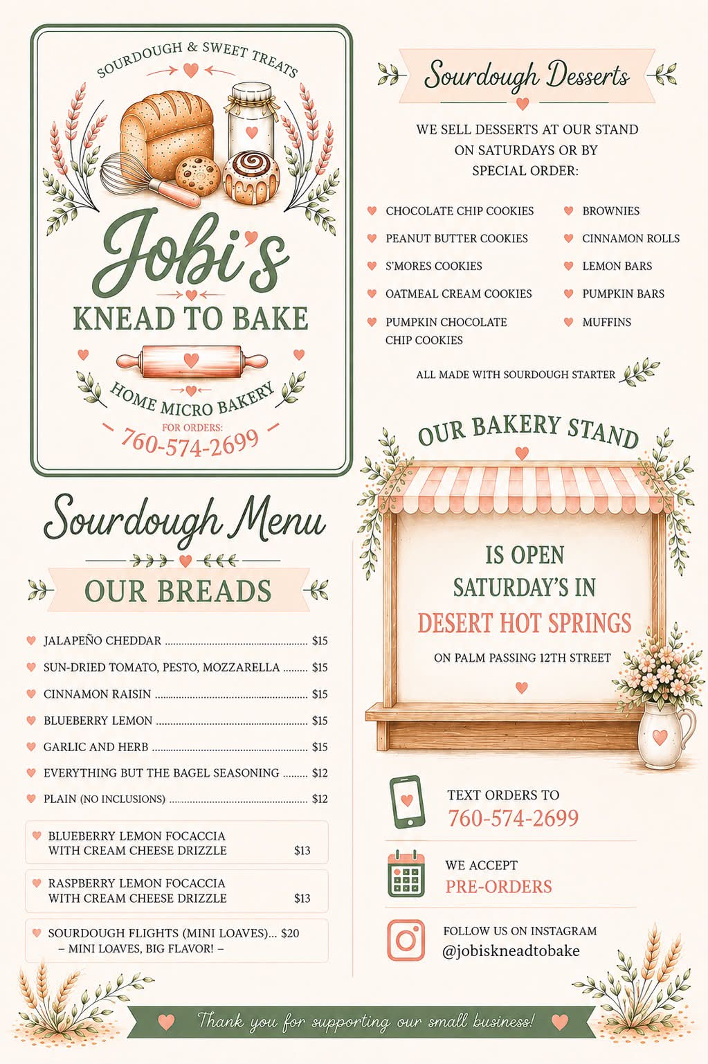 Jobi's Knead To Bake sourdough bakery stand in Desert Hot Springs