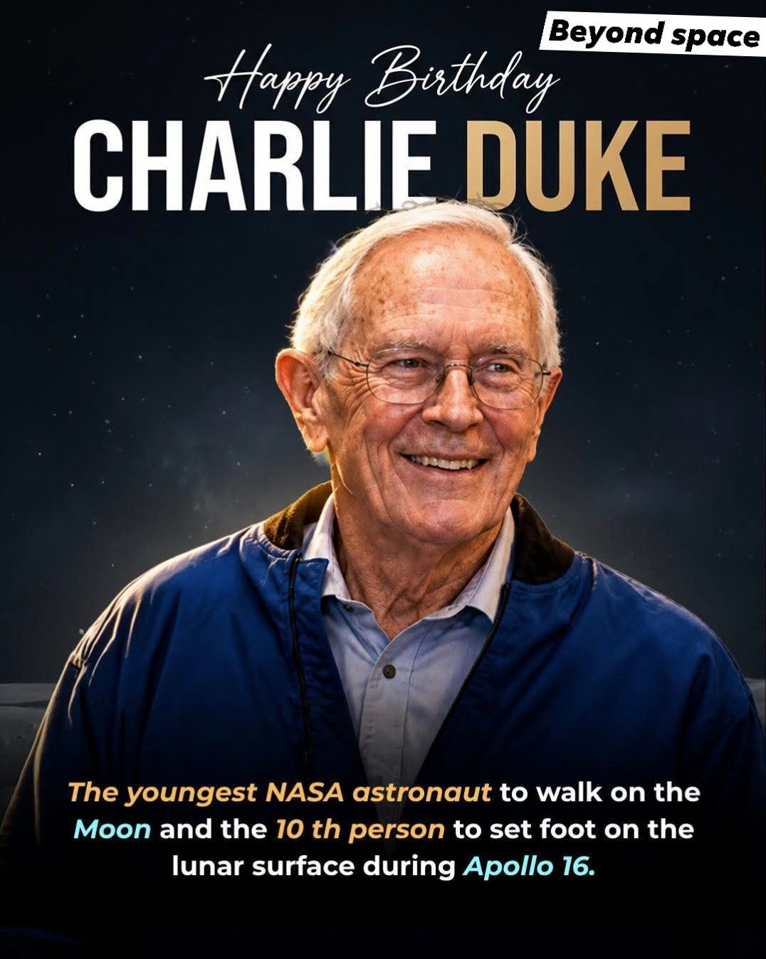 Charlie Duke youngest person to walk on the moon