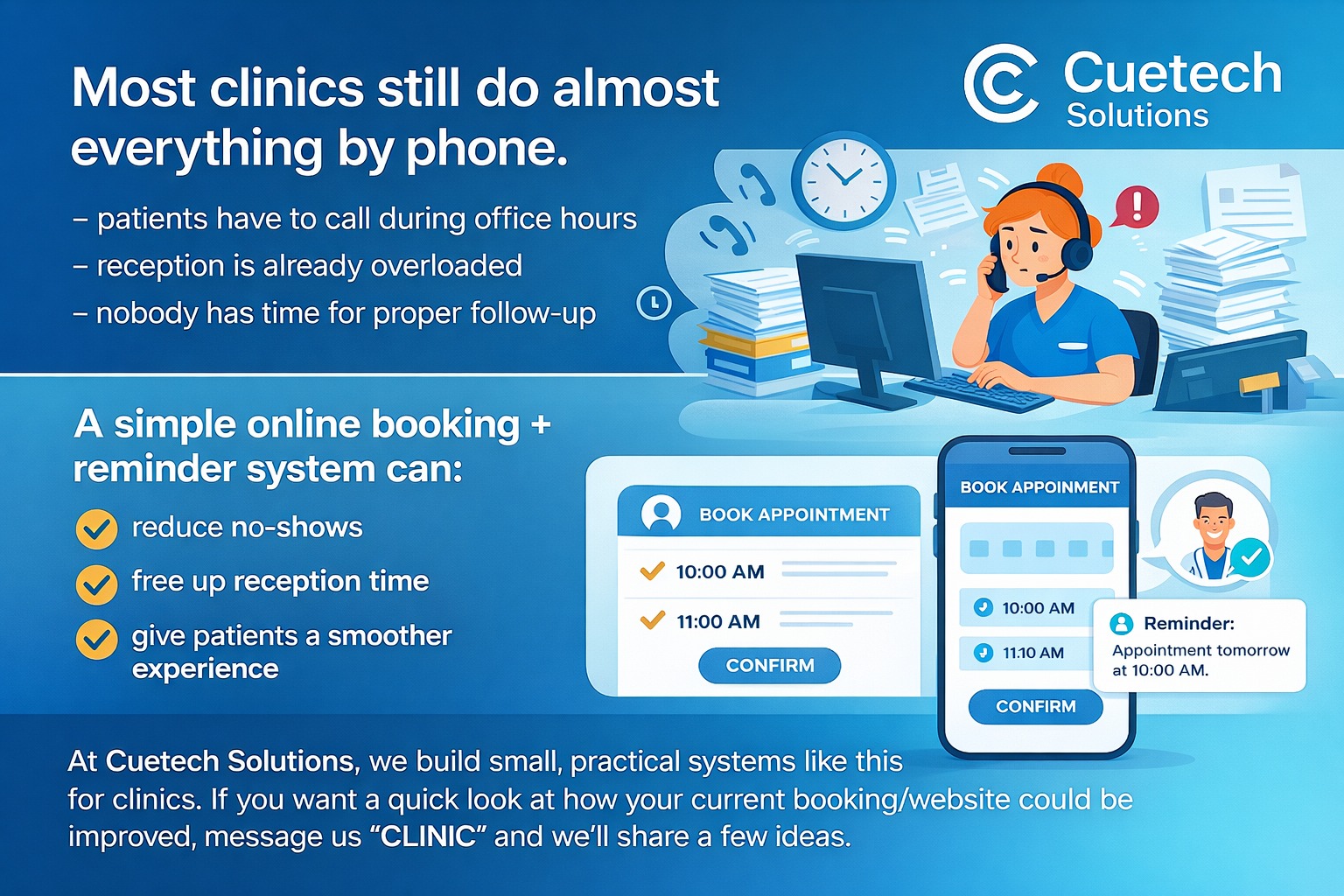 Cuetech - 🦷 Most clinics still handle appointments by phone — but the ...