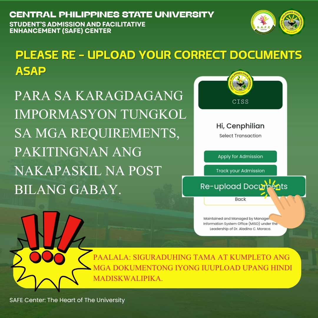 Narito ang Karagdagang... - SAFE Center - CPSU Main Campus | Facebook
