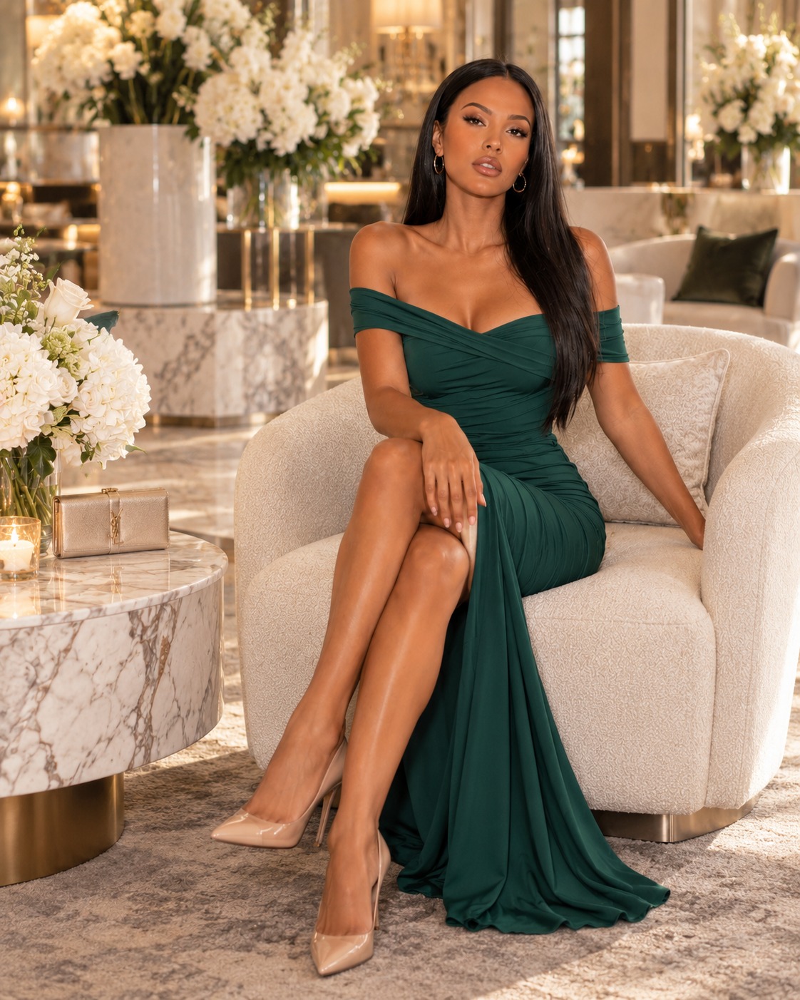 emerald green dress inspiration With an artistic allure and an intense visual impact, the captures the gazes of onlookers everywhere. 😍🔥 . . #elegant #classy #confident #emeralddress #maxidress #potd FW25 Drop 2