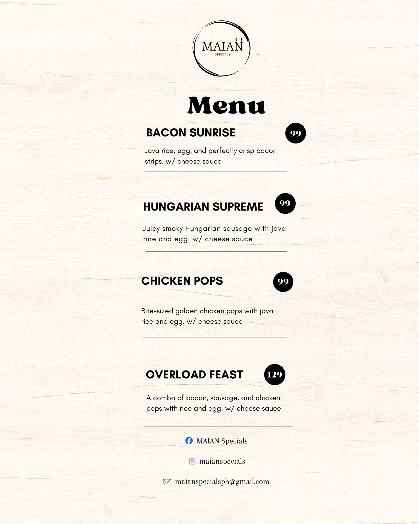 MAIAN Specials | Bacoor