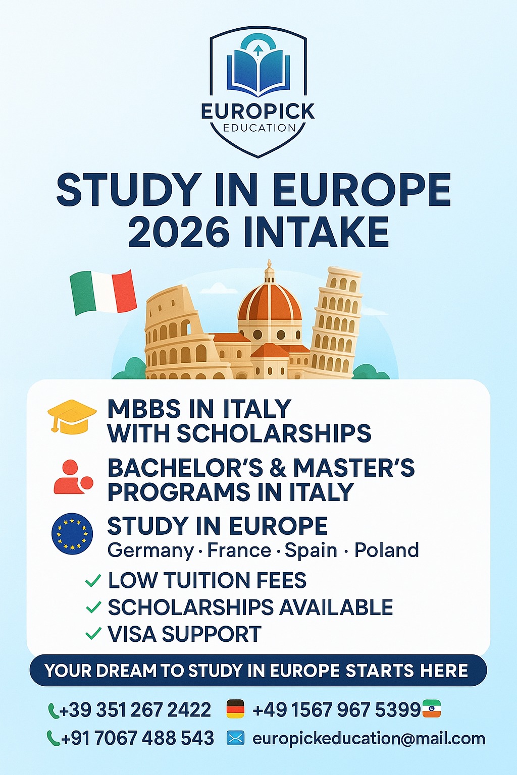 Europickeducation - 🌍 STUDY IN EUROPE – 2026 ADMISSIONS OPEN! Your ...