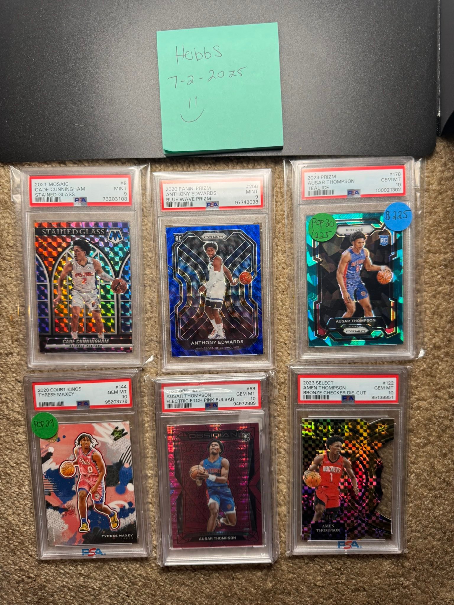 Cade rookie stained glass psa 9 $130 ? blue wave psa 9 $215 Ausar 