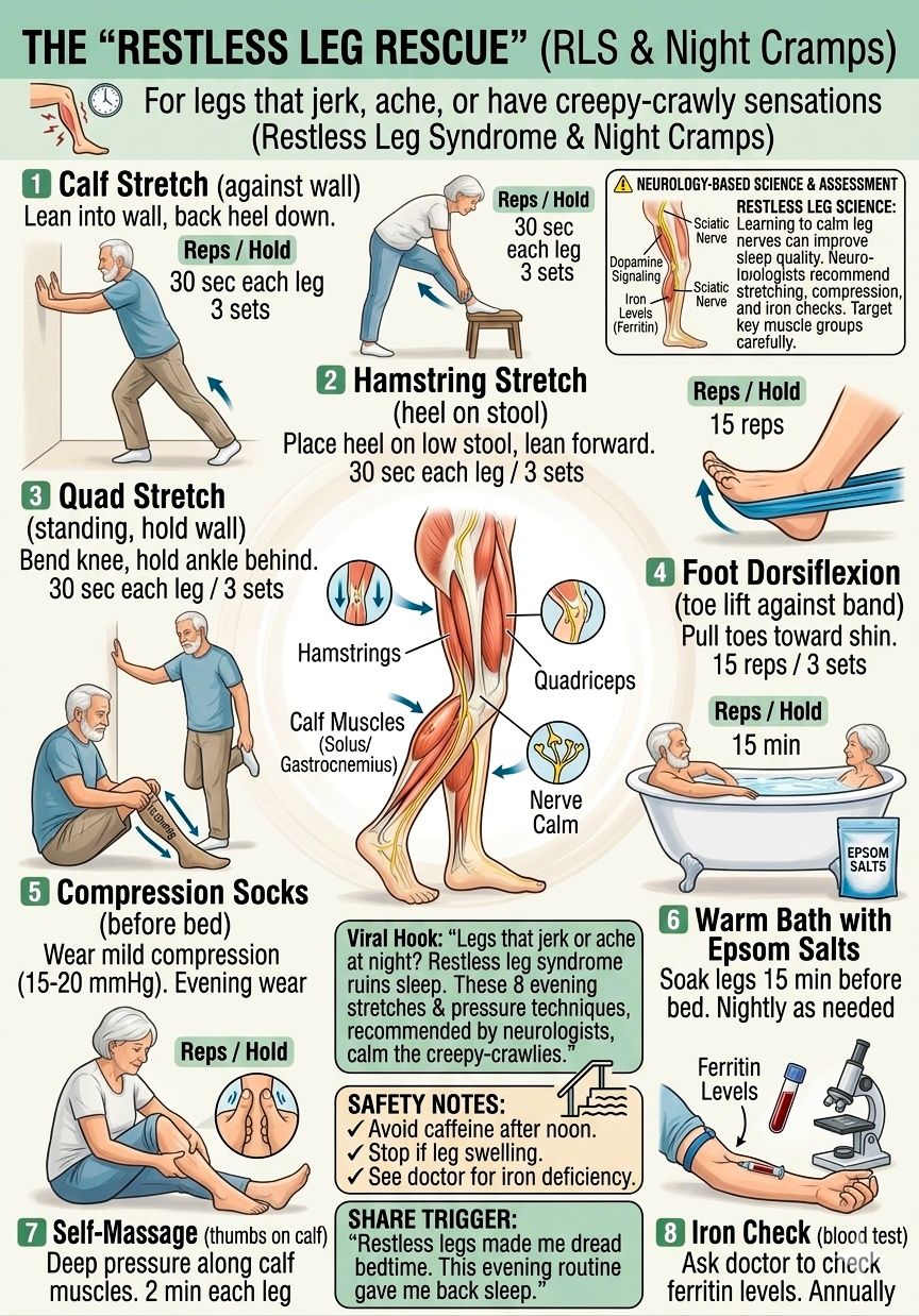 Night-time leg cramps are incredibly common after 50, and they're rarely random. They're a sign that the muscles of the leg are staying too tense when you lie down to sleep. A