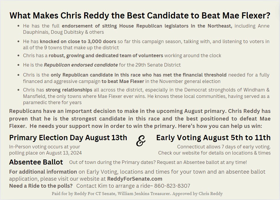 🔔 Important... - Chris Reddy for Ct 29th Senate District | Facebook