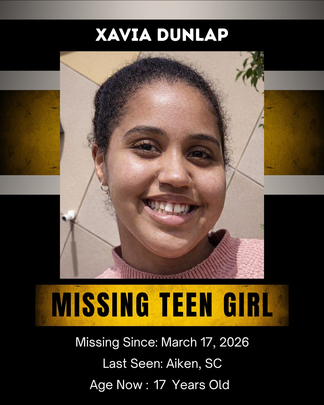 🚨 MISSING GIRL – Help Bring Xavia Dunlap Home from Aiken, SC
